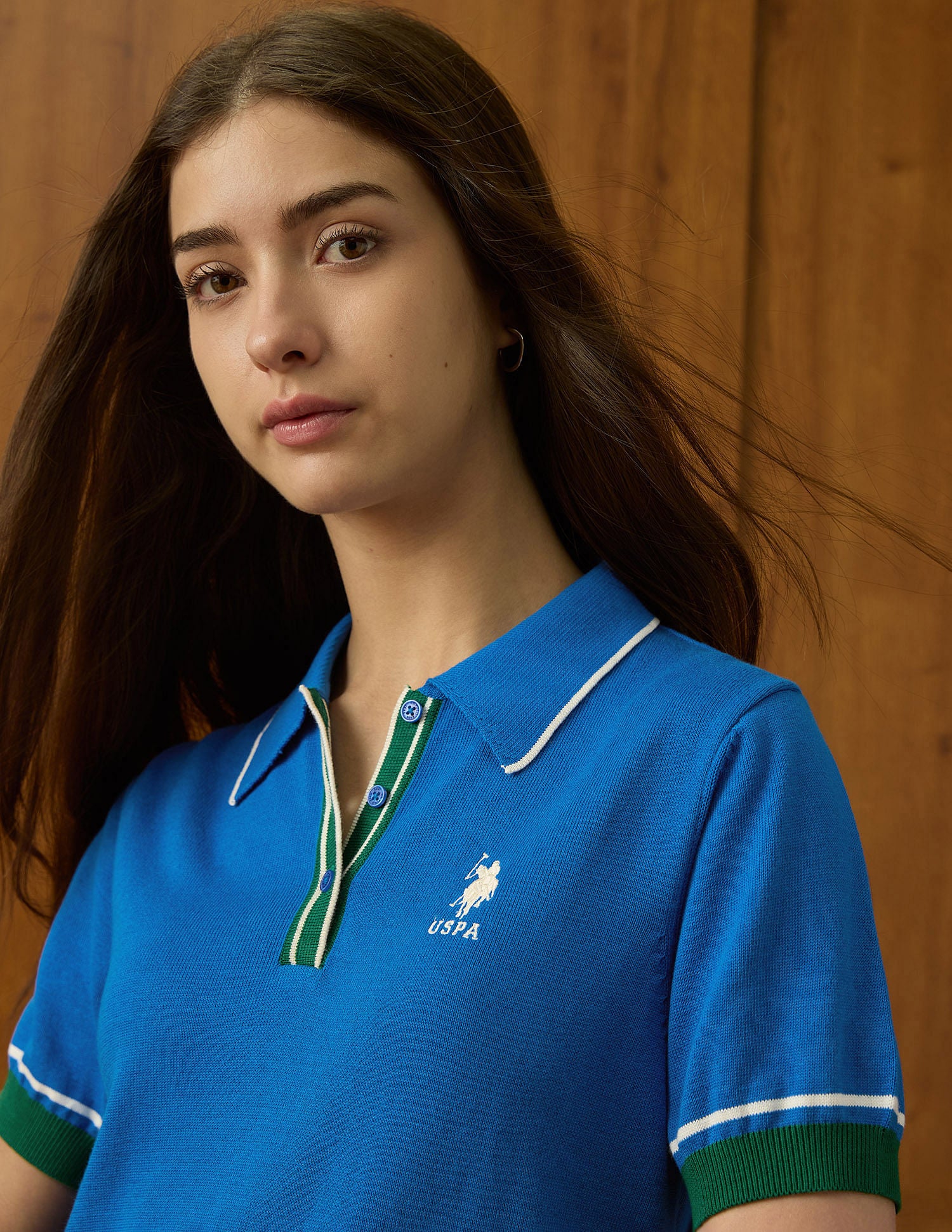 Flat Knit Polo With Big Collar Blue - U.S. POLO ASSN. | Large