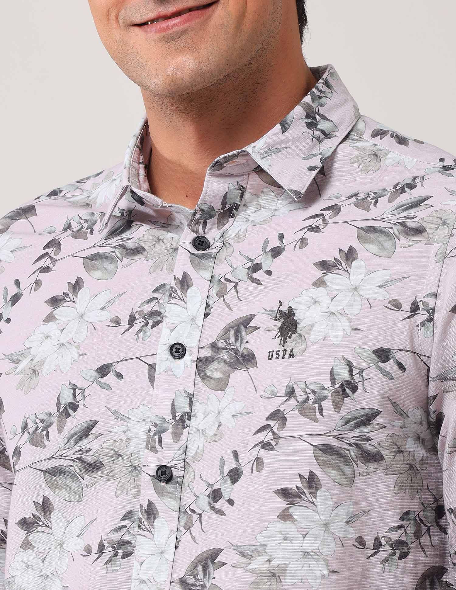 Floral Printed Regular Shirt Light pink - U.S. POLO ASSN. | Large