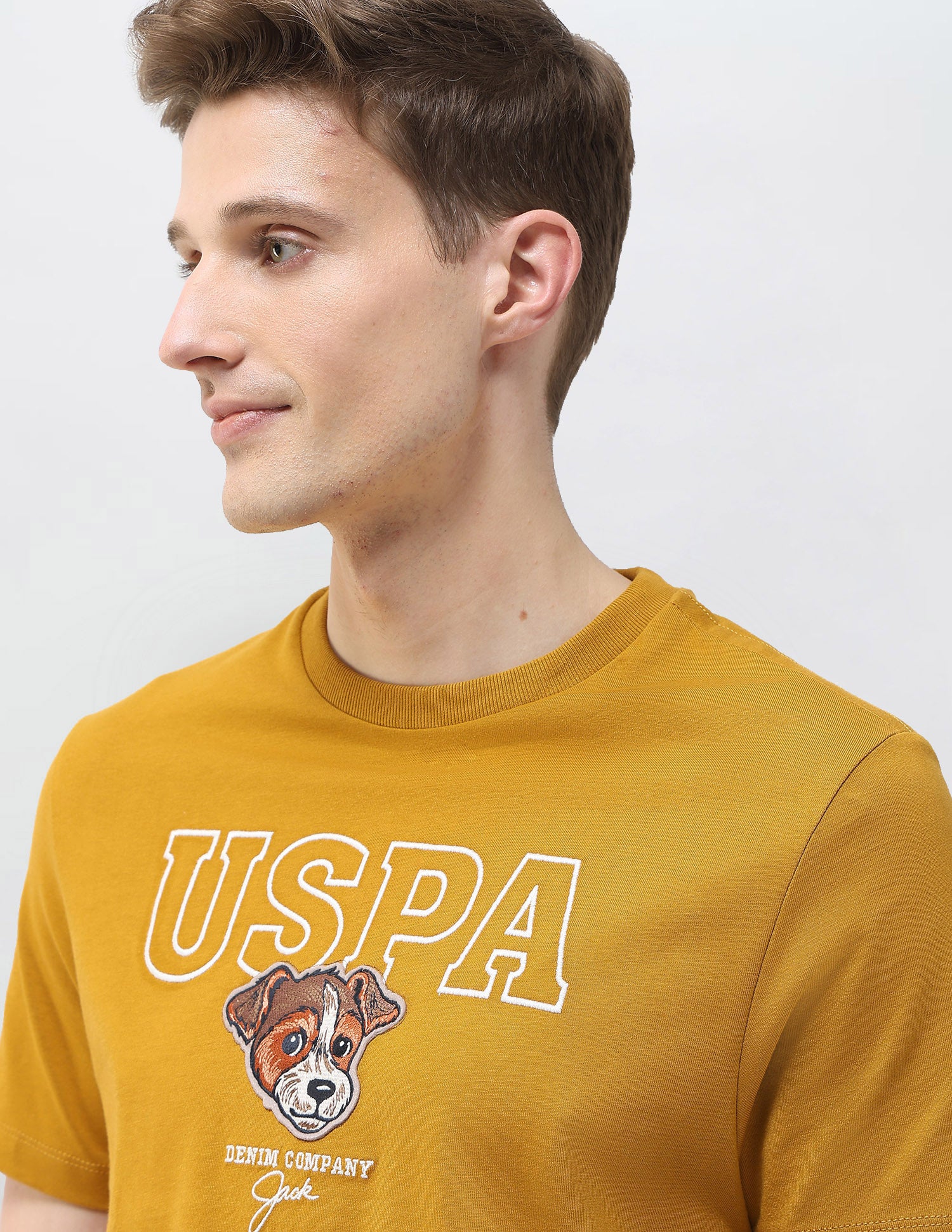 Graphic Brand Embroidered Motel On The Coast T-Shirt Mustard - U.S. Polo Assn. India | Large