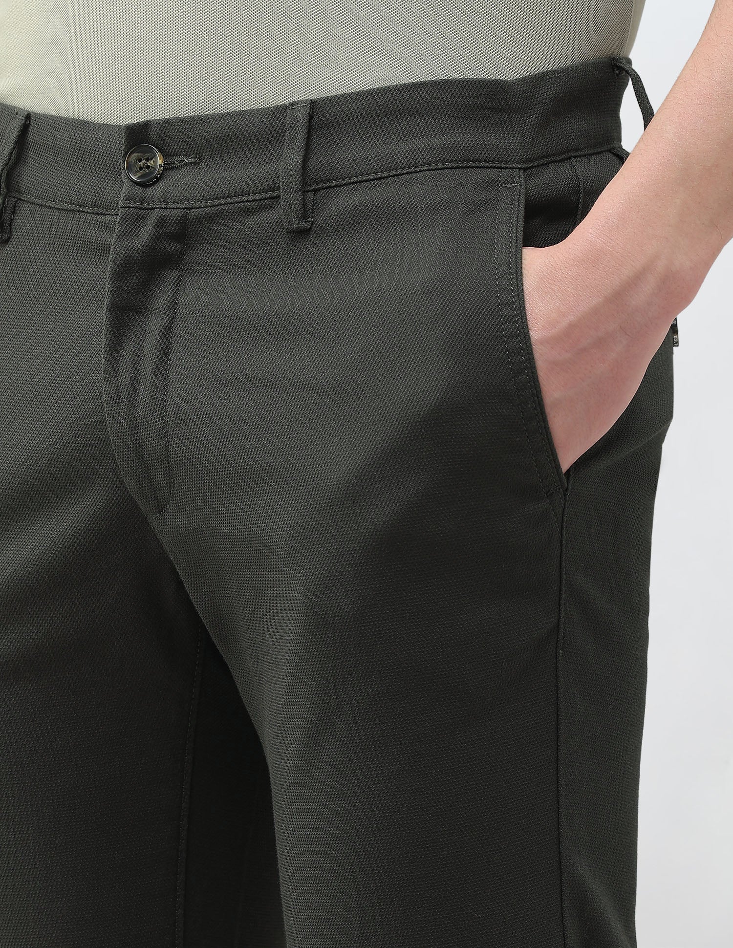Denver Slim Fit Satin Trousers Dark Olive - U.S. Polo Assn. India | Large