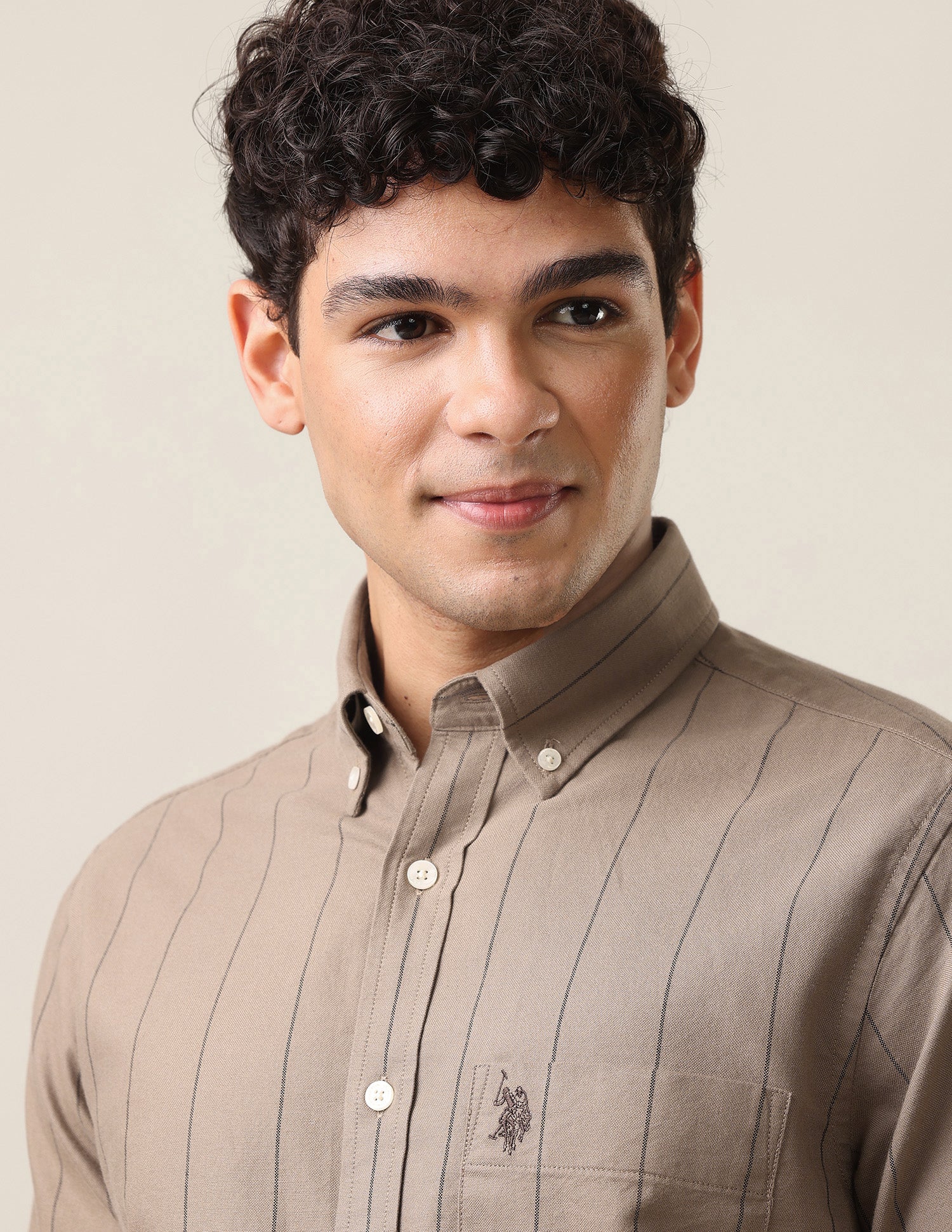 Oxford Tailored Fit Button-Down Collar Shirt Khaki - U.S. Polo Assn. India | Large