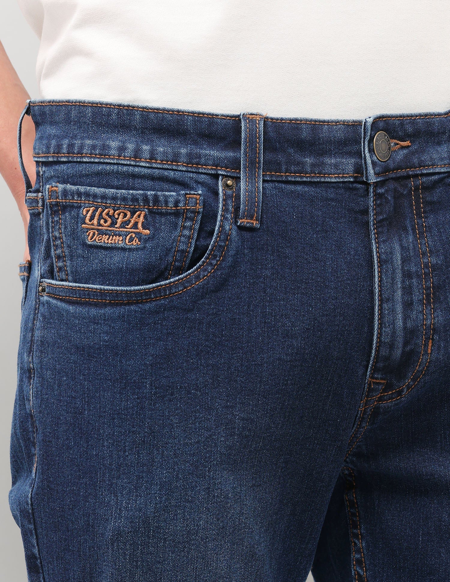 Solid Slim Fit Jeans Blue - U.S. Polo Assn. India | Large