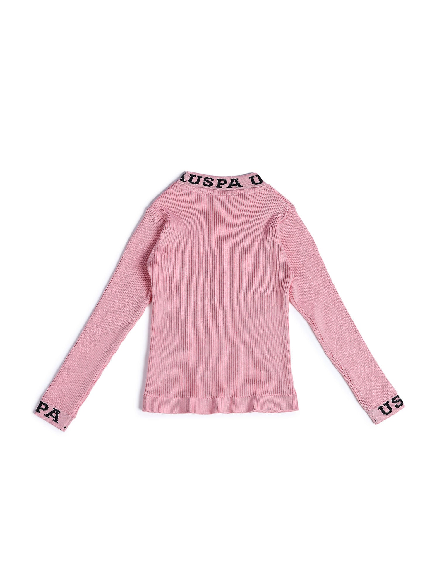 Girls Ribbed Cotton Sweater Crystal Pink - U.S. POLO ASSN. | Large