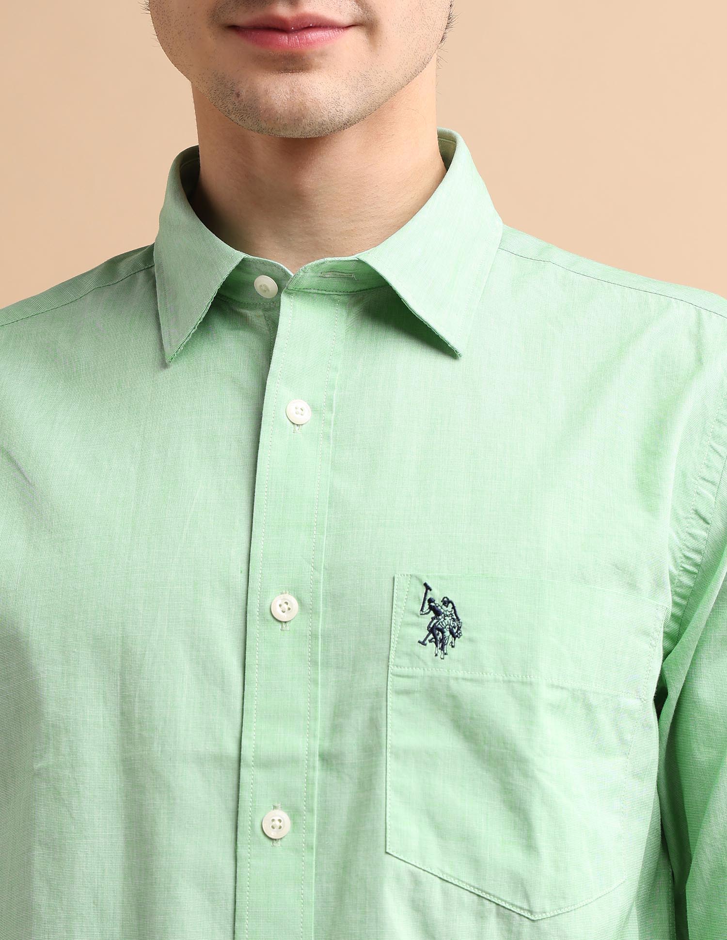 Two Tone Shirt Light Green - U.S. POLO ASSN. | Large