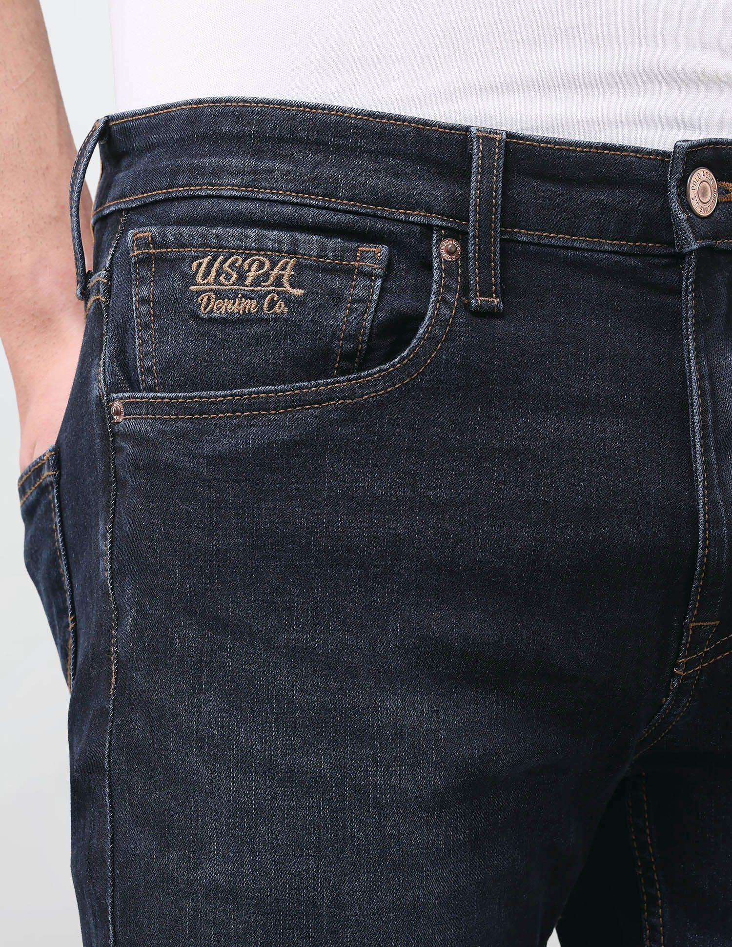 Solid Slim Straight Fit Jeans Blue - U.S. Polo Assn. India | Large