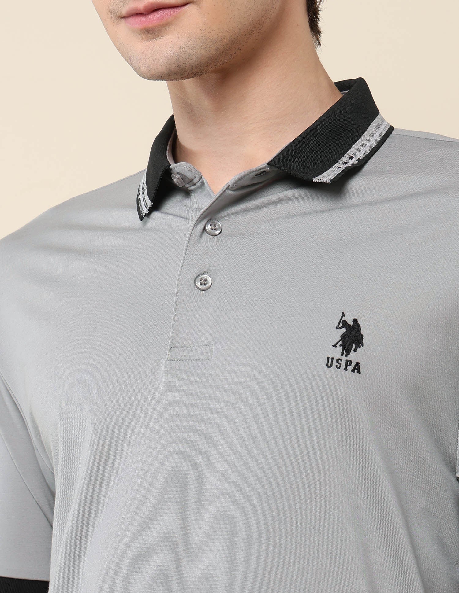 Solid Monochrome Majesty Polo Shirt Grey - U.S. Polo Assn. India | Large