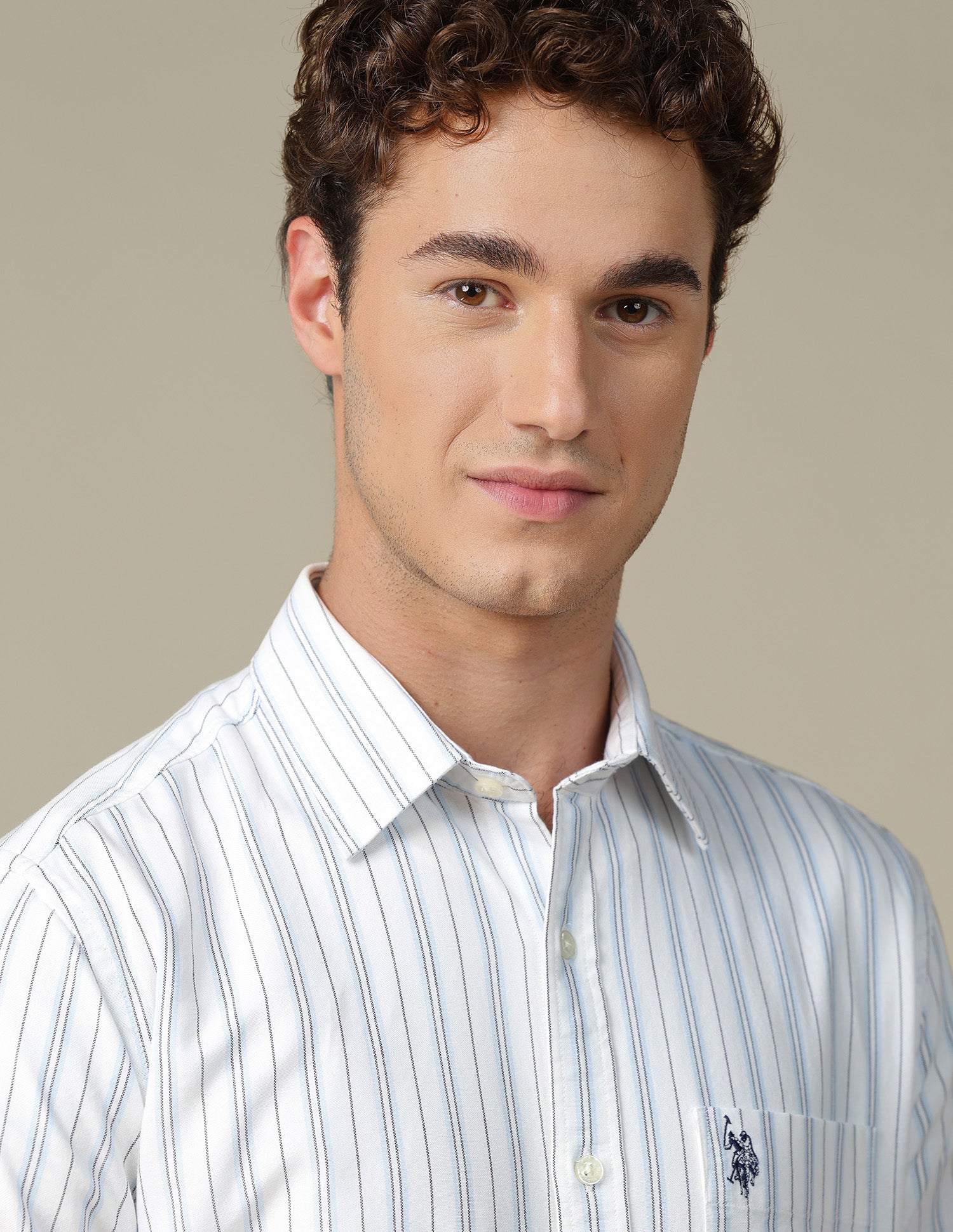 Tailored Fit Vertical Striped Shirt Light Blue - U.S. Polo Assn. India | Large
