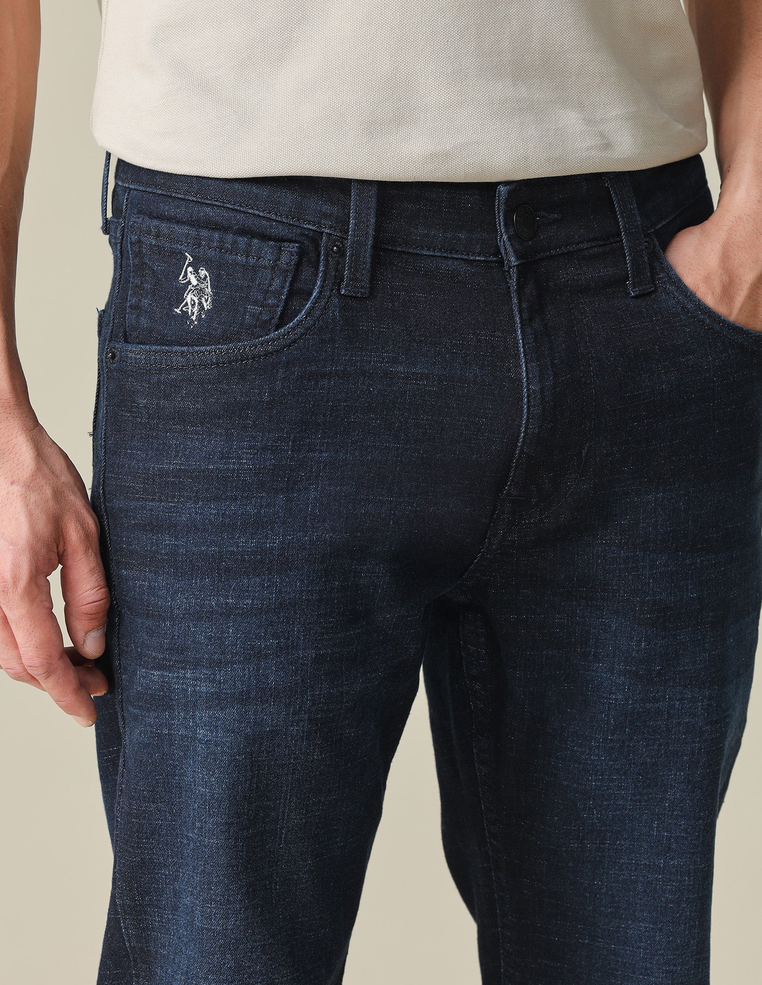 Brandon Slim Tapered Fit Mid Rise Jeans Dark Indigo - U.S. POLO ASSN. | Large