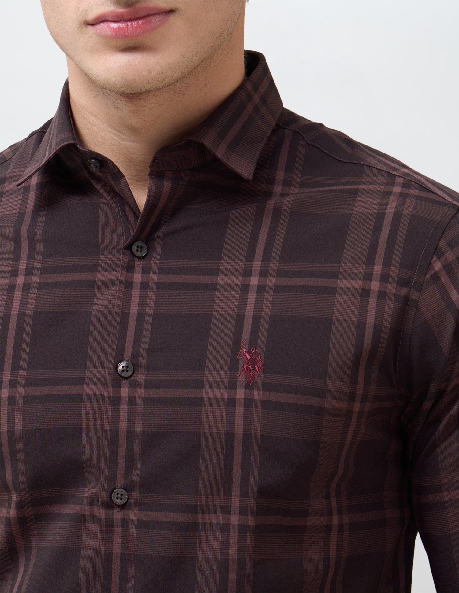 Tartan Checked Regular Fit Shirt Wine - U.S. Polo Assn. India | Large