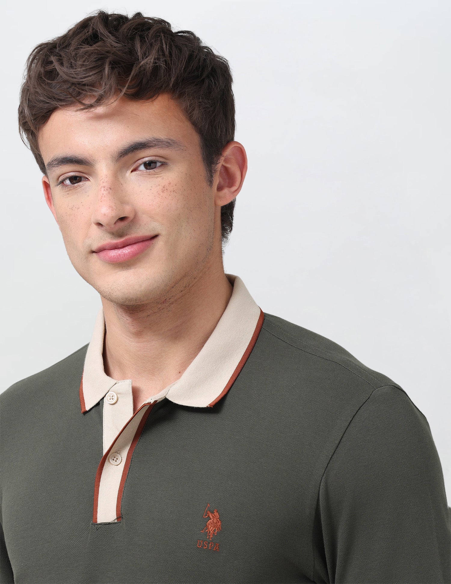 Solid Slim Fit Polo Shirt Olive - U.S. Polo Assn. India | Large