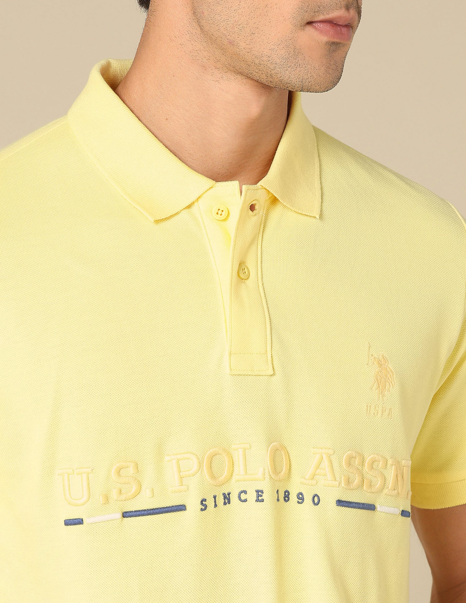 Brand Embroidered Regular Fit Polo Shirt Light Yellow - U.S. POLO ASSN. | Large
