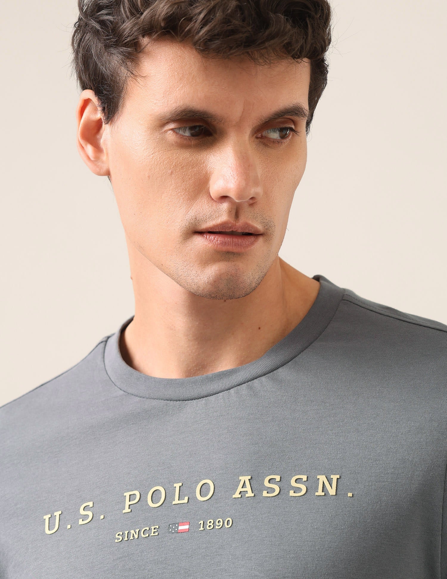 Brand Embossed Regular Fit T-Shirt Dark Grey - U.S. Polo Assn. India | Large