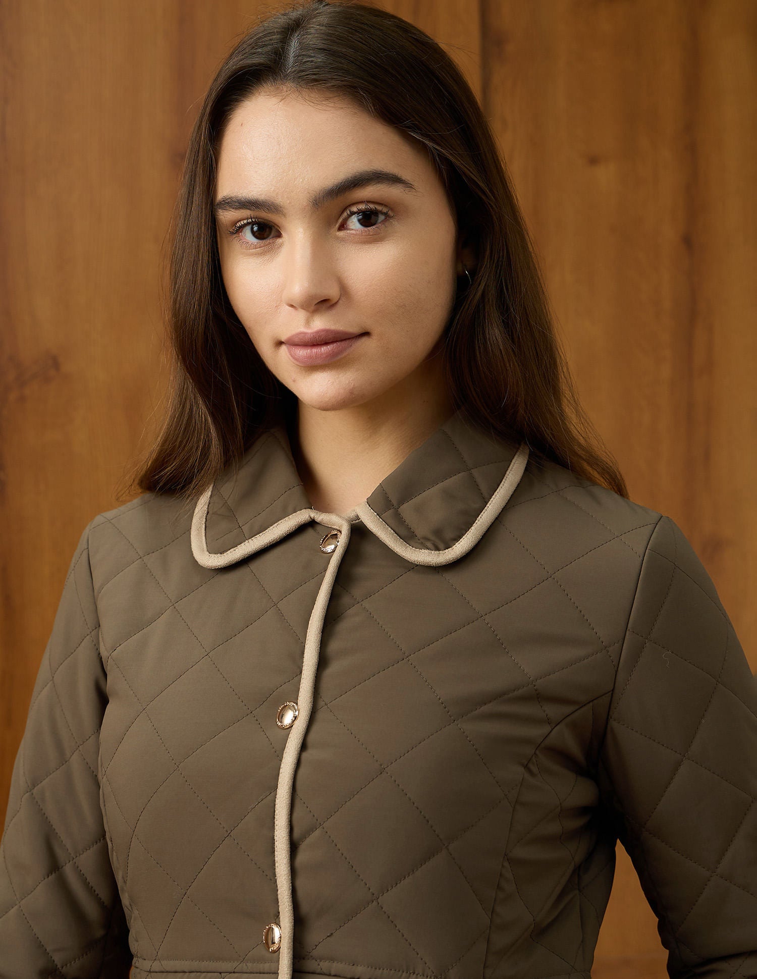 Solid Regular Fit Quilted Jacket Brown - U.S. POLO ASSN. | Large