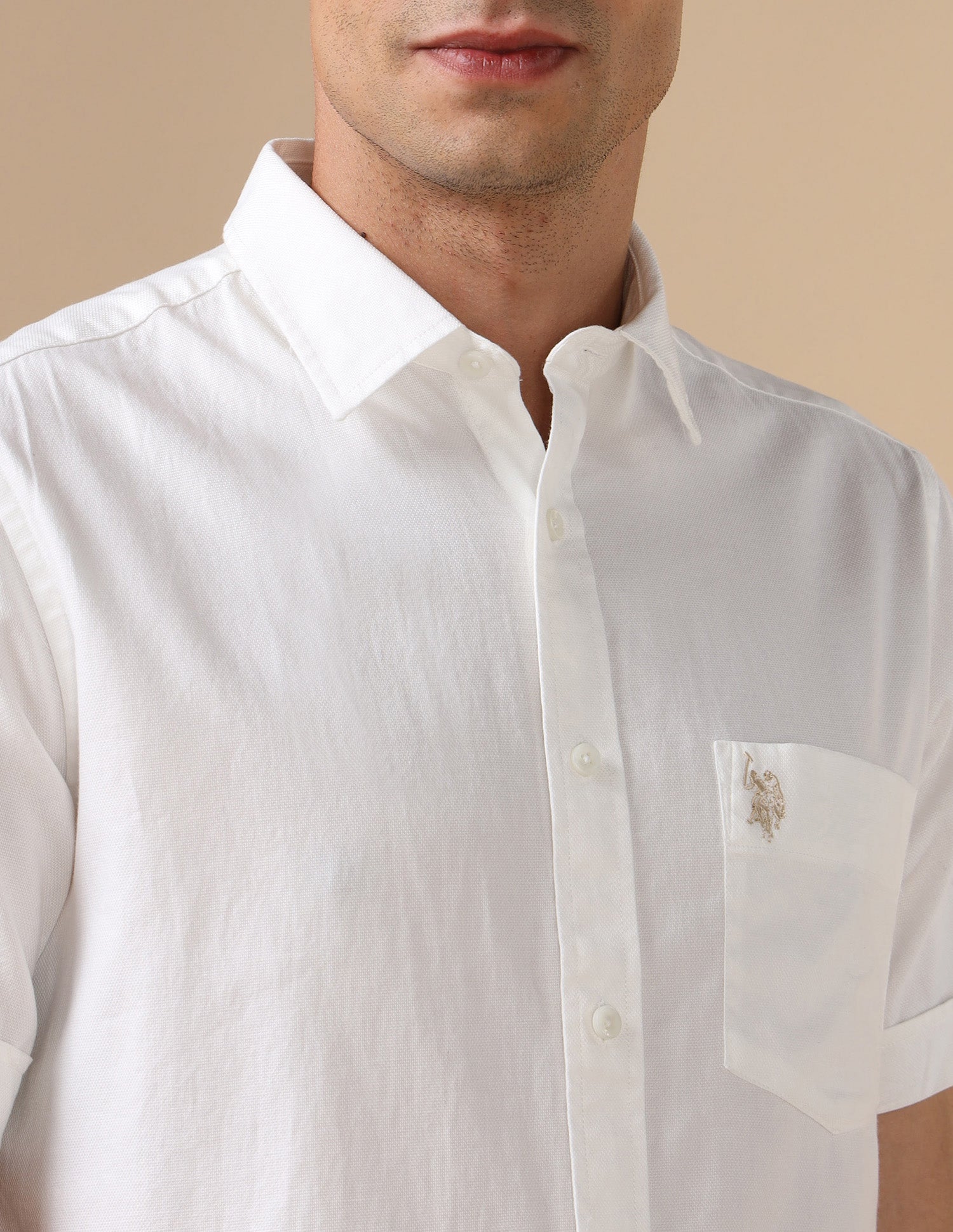 Dobby Pure Cotton Shirt White - U.S. POLO ASSN. | Large