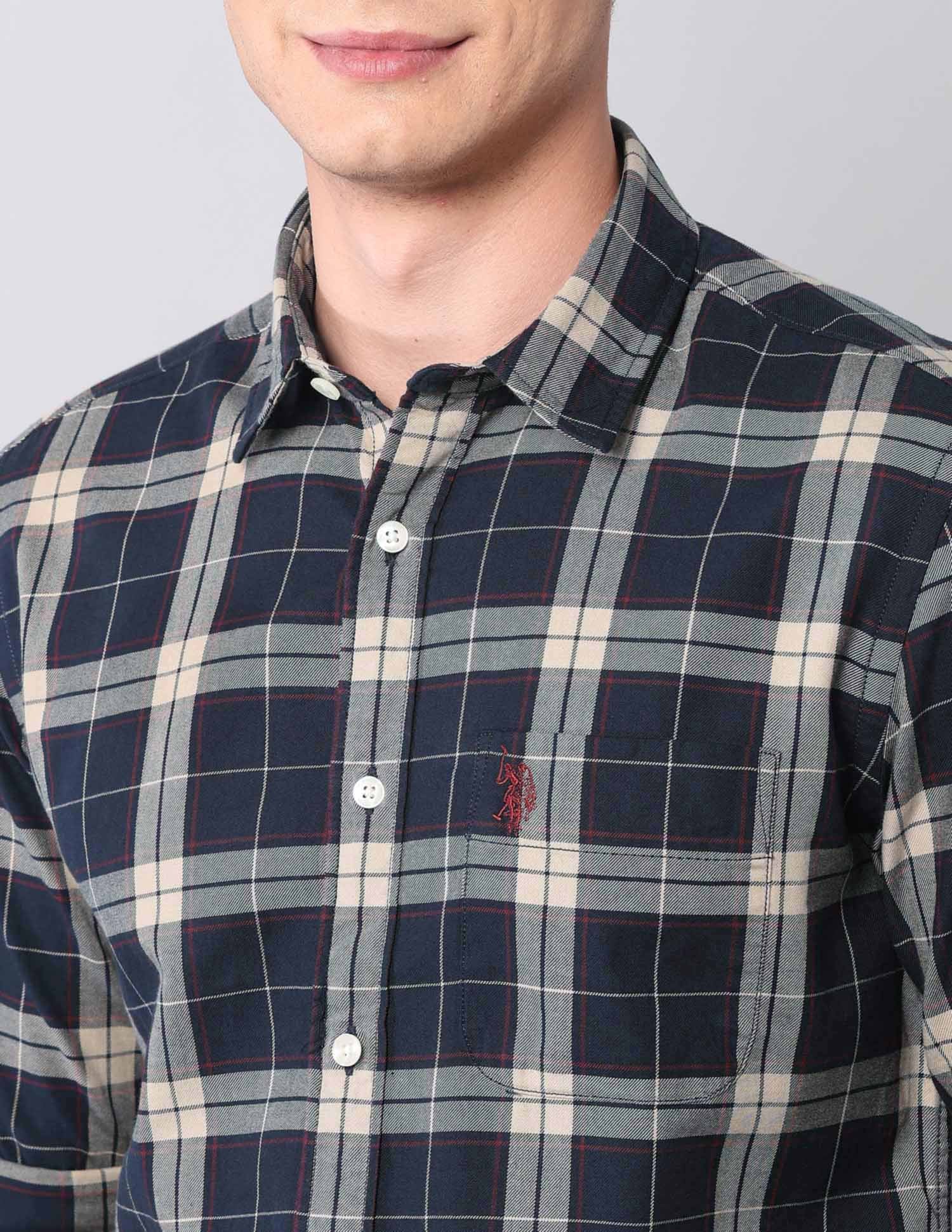 Tartan Checked Twill Shirt Navy - U.S. Polo Assn. India | Large