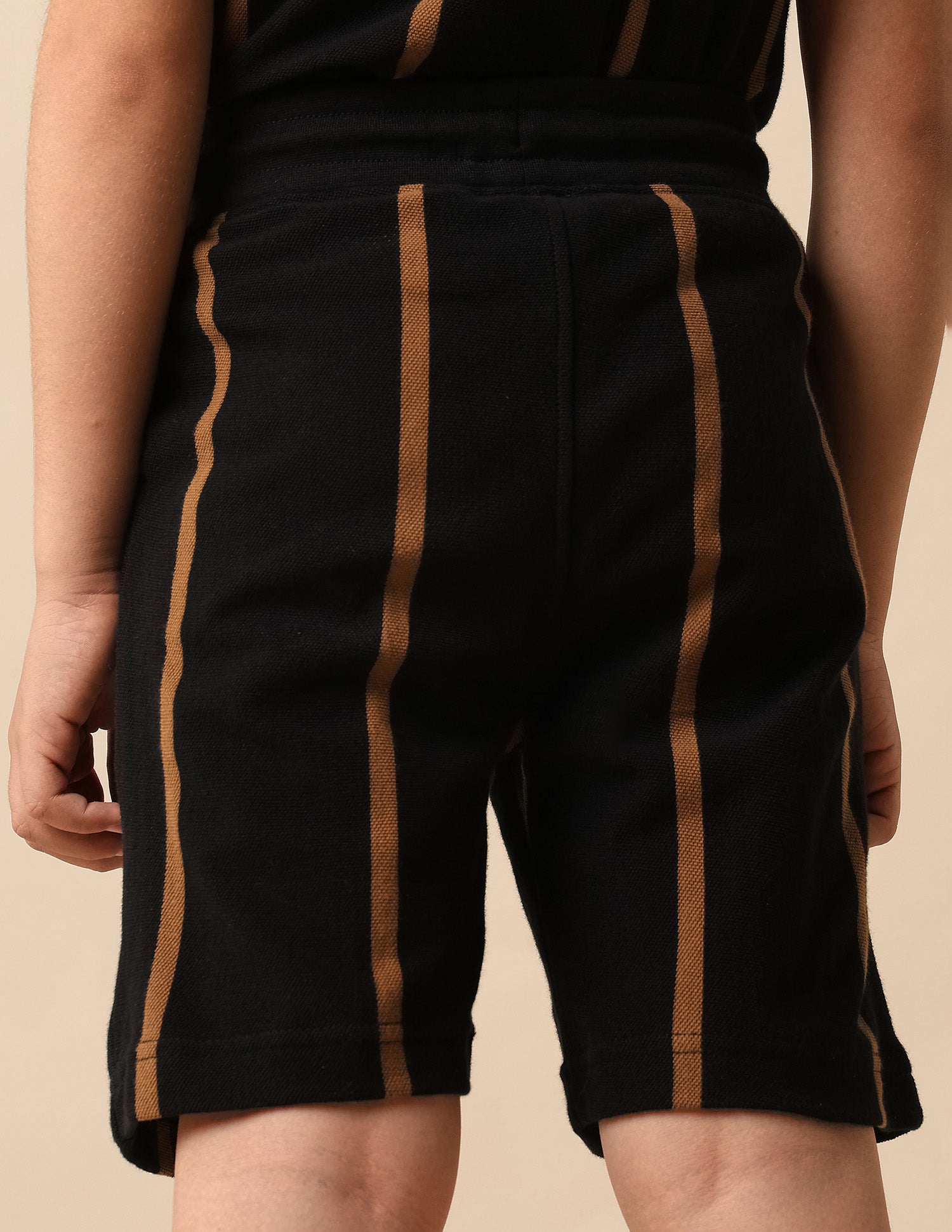 Boys Vertical Striped Pure Cotton Shorts Black - U.S. POLO ASSN. | Large