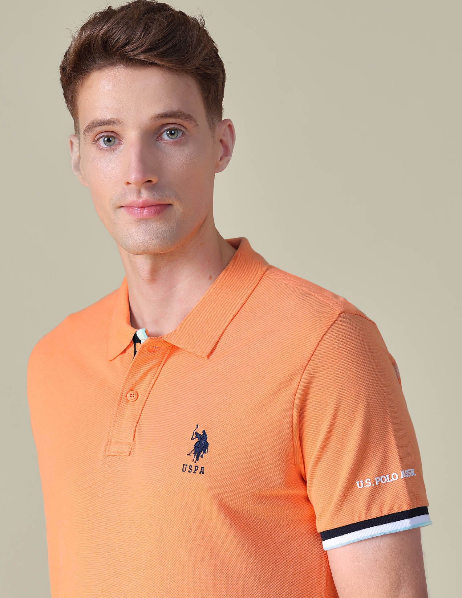 Solid Regular Fit Polo Shirt Light Orange - U.S. POLO ASSN. | Large