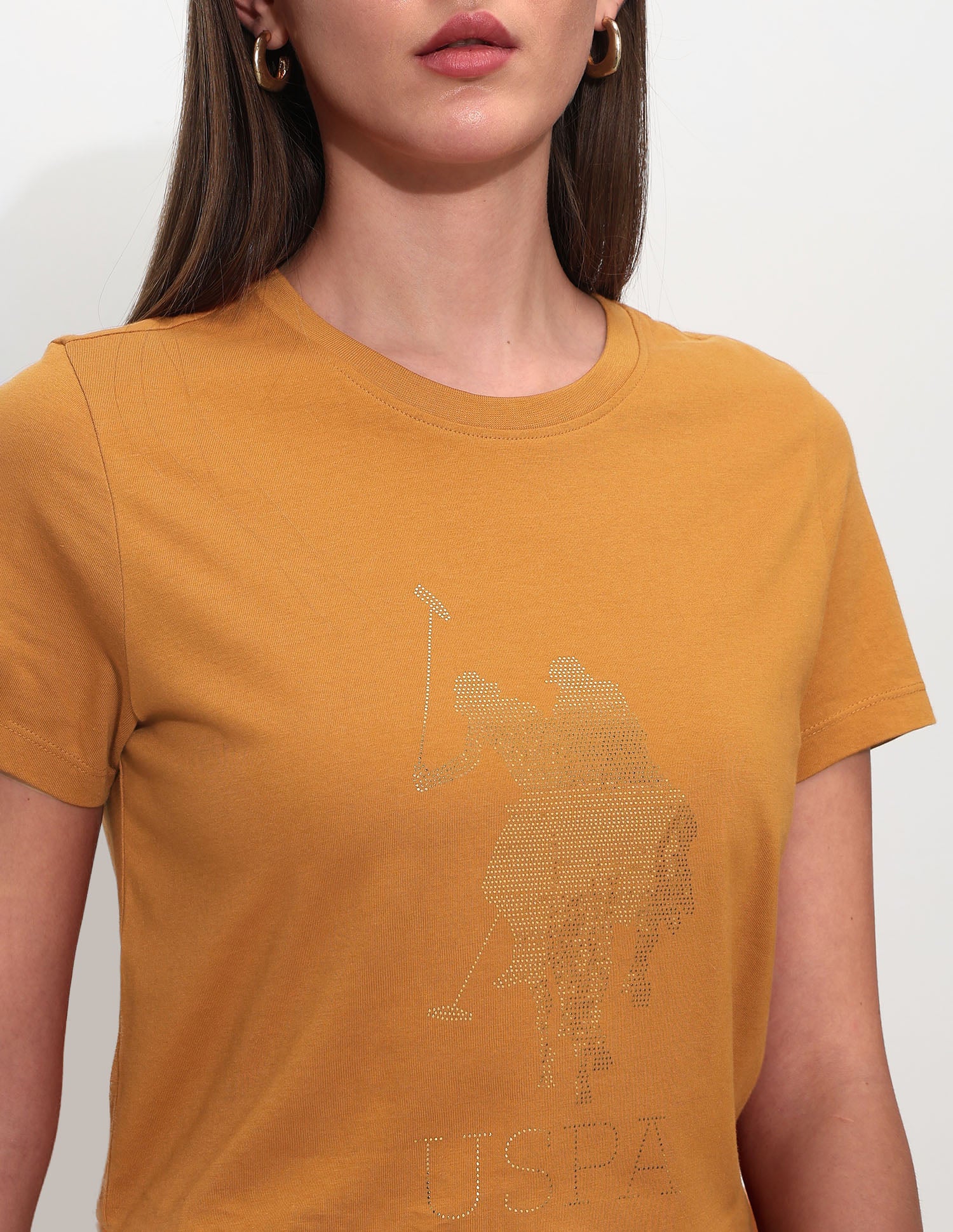 Regular Fit Brand Printed T-Shirt Orange - U.S. Polo Assn. India | Large