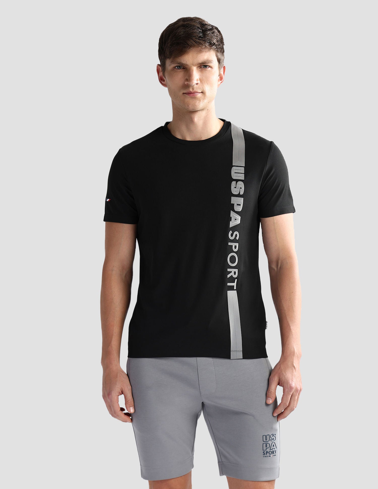 Brand Stripe Honeycomb T-Shirt Black - U.S. Polo Assn. India | Large