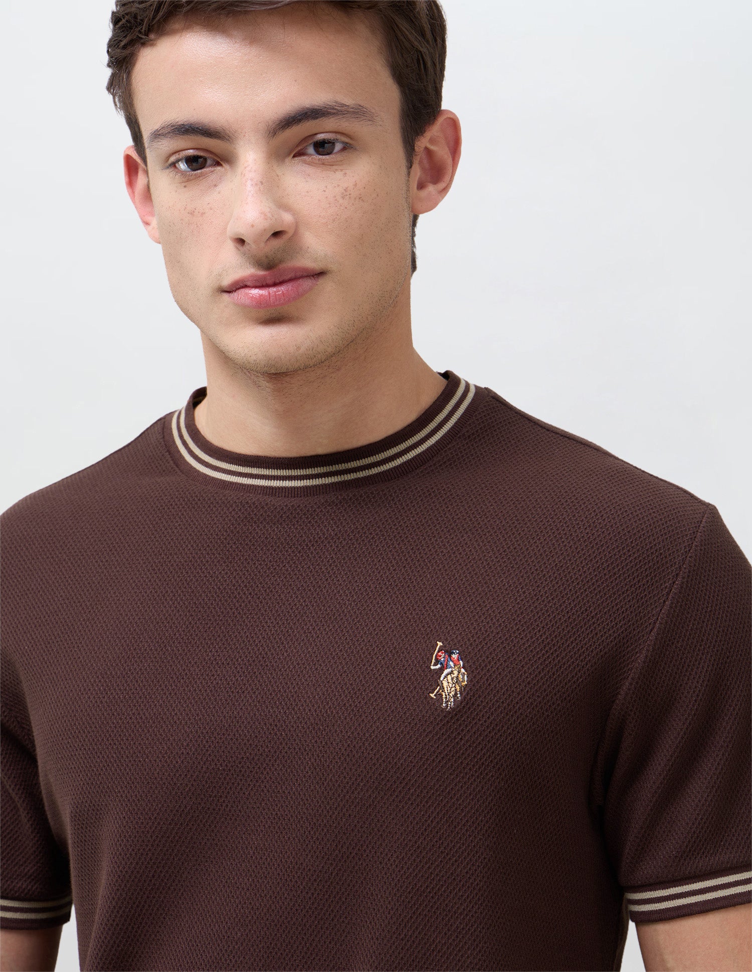 Solid Slim Fit T-Shirt Dark Brown - U.S. Polo Assn. India | Large