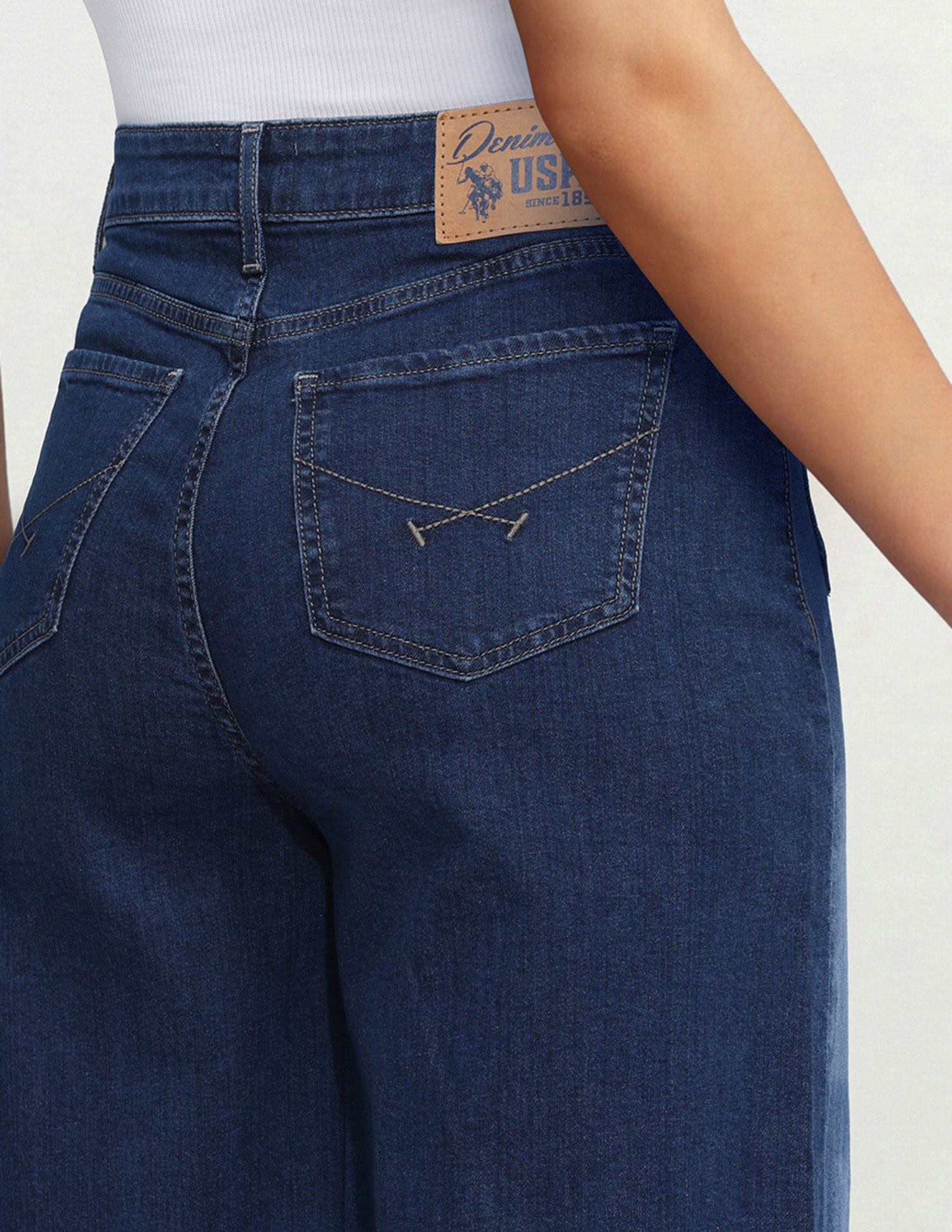 High Rise Ultra Wide Leg Fit Jeans Blue - U.S. Polo Assn. India | Large