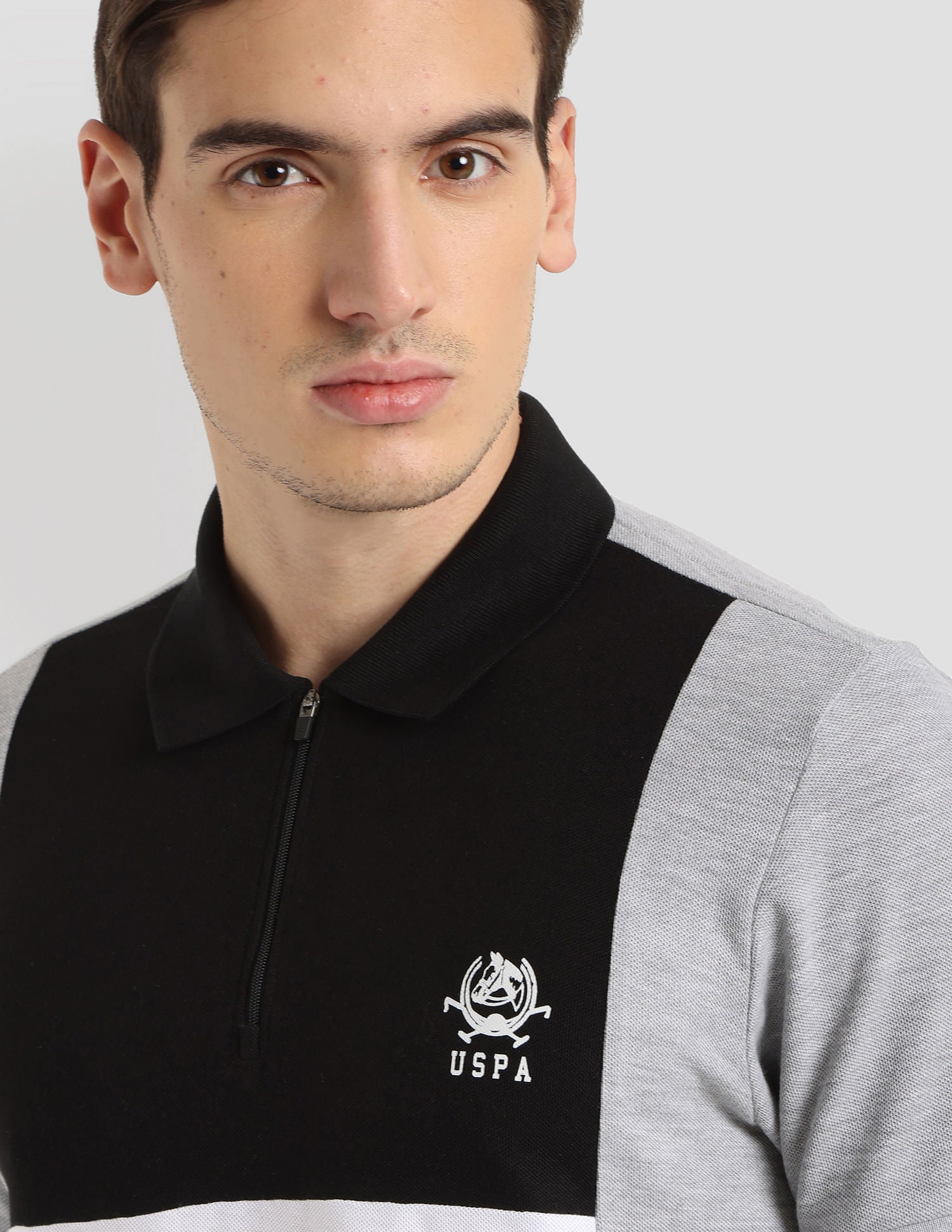 Panelled Sport Polo Shirt Grey - U.S. Polo Assn. India | Large