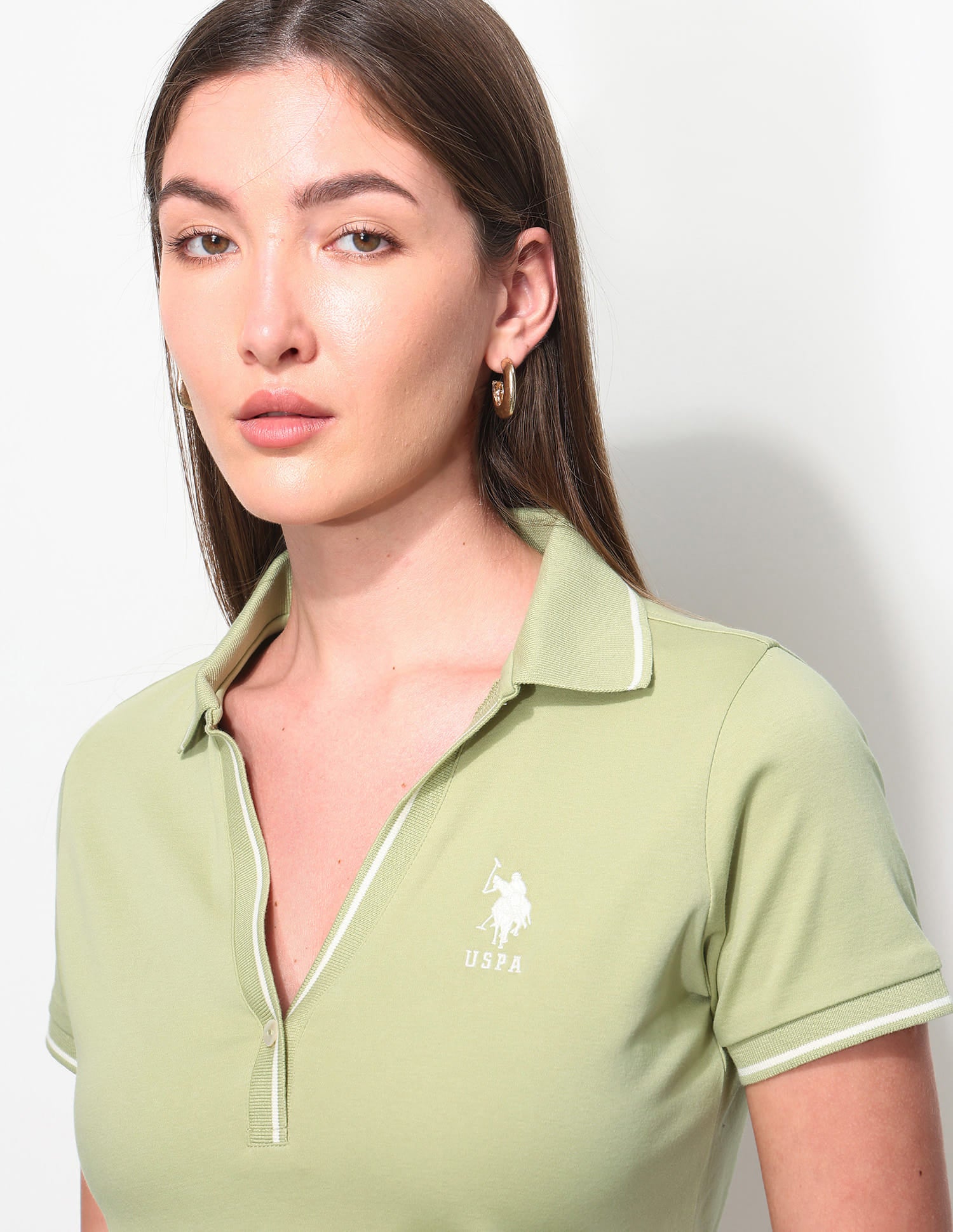 Regular Fit Solid Polo Shirt Green - U.S. Polo Assn. India | Large