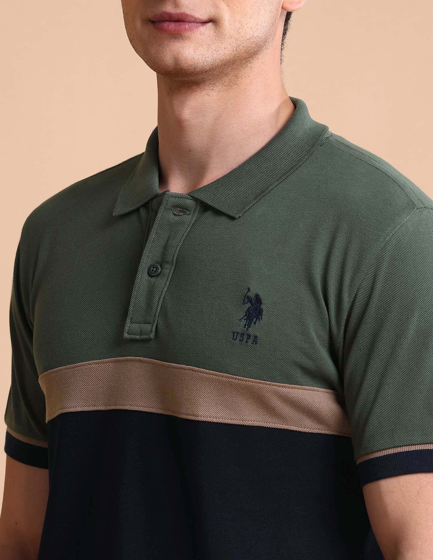 Colourblocked Slim Fit Polo Shirt Olive - U.S. POLO ASSN. | Large