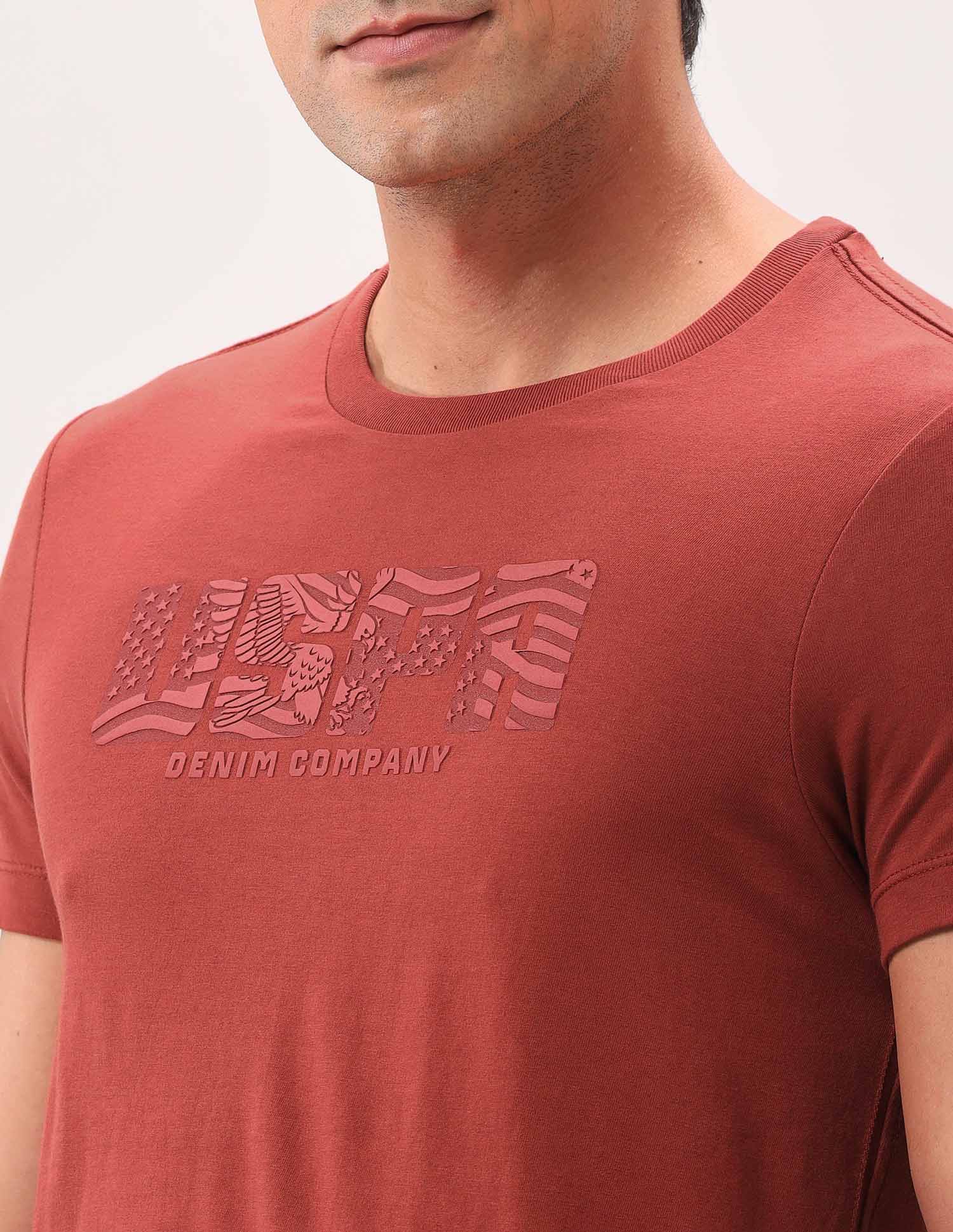 Brand Printed Muscle Fit T-Shirt Rust - U.S. Polo Assn. India | Large