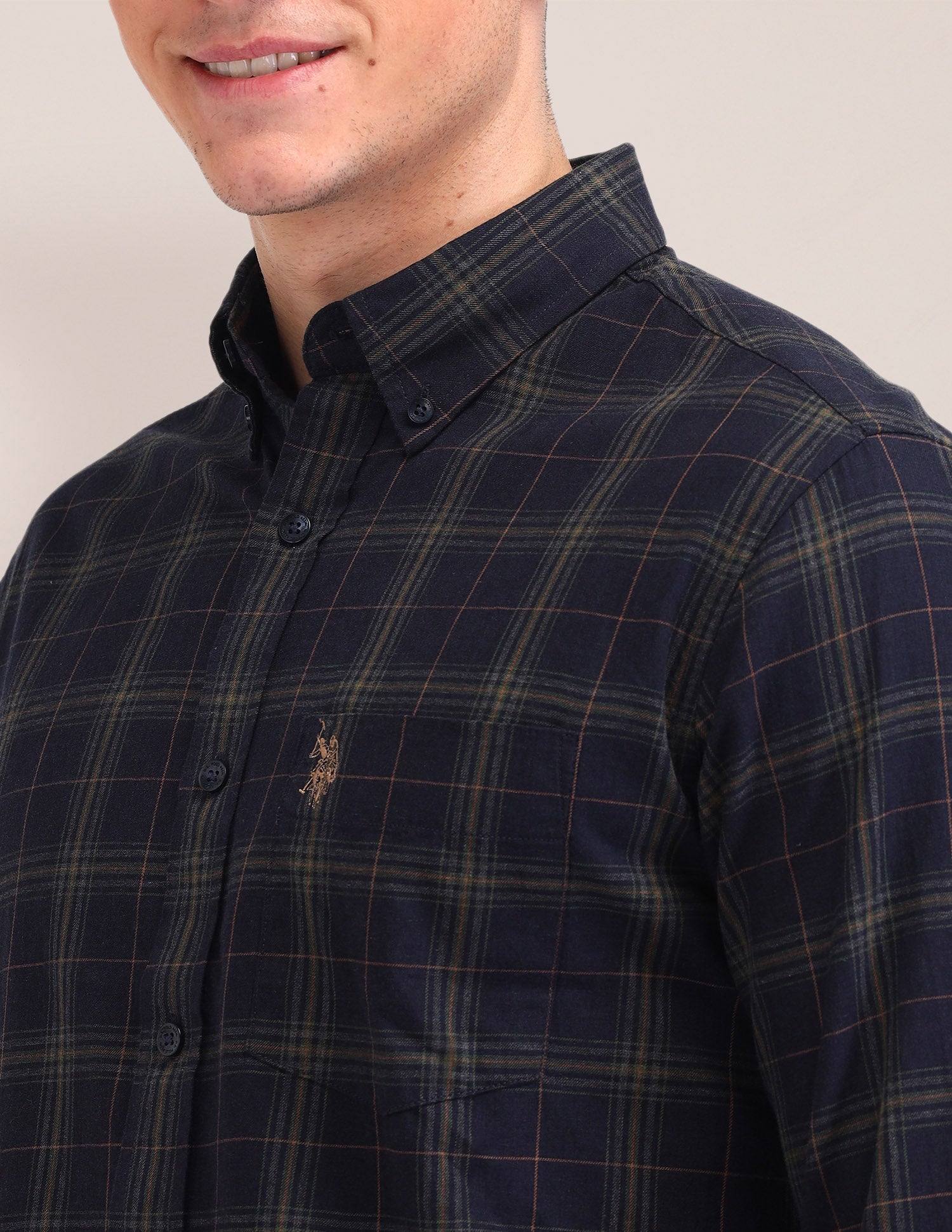Plaid Checked Cotton Shirt Navy - U.S. Polo Assn. India | Large