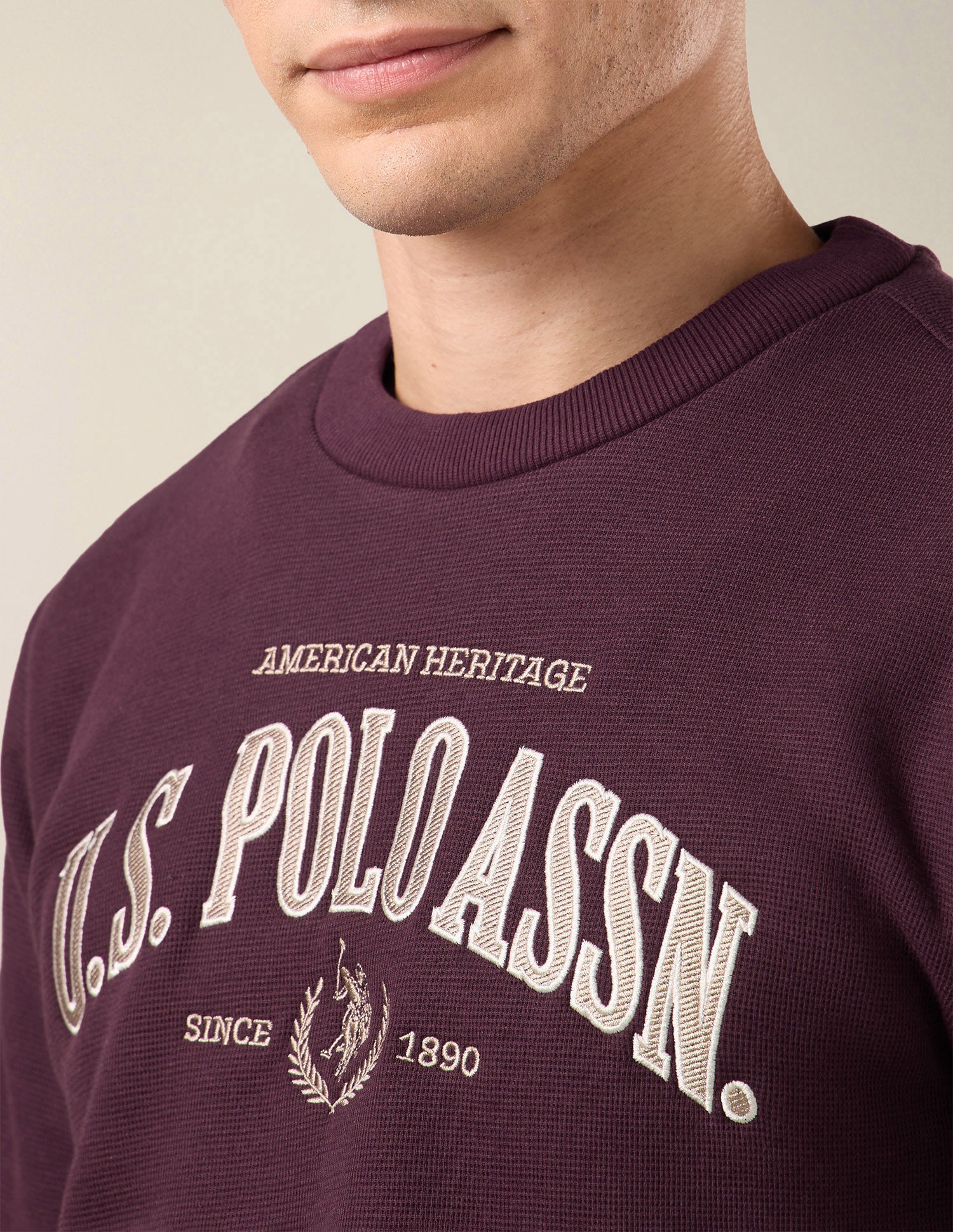 Brand Applique Slim Fit Sweatshirt Maroon - U.S. Polo Assn. India | Large