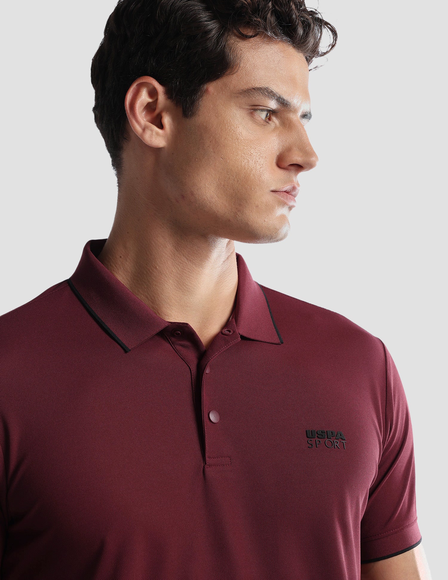 Solid Regular Fit Active Polo Shirt Maroon - U.S. Polo Assn. India | Large