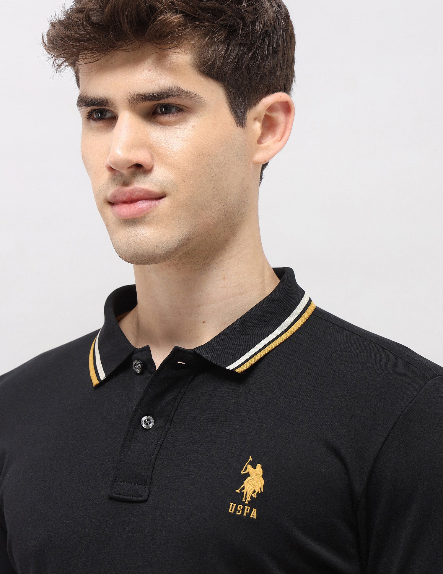 Solid Slim Fit Polo Shirt Black - U.S. Polo Assn. India | Large