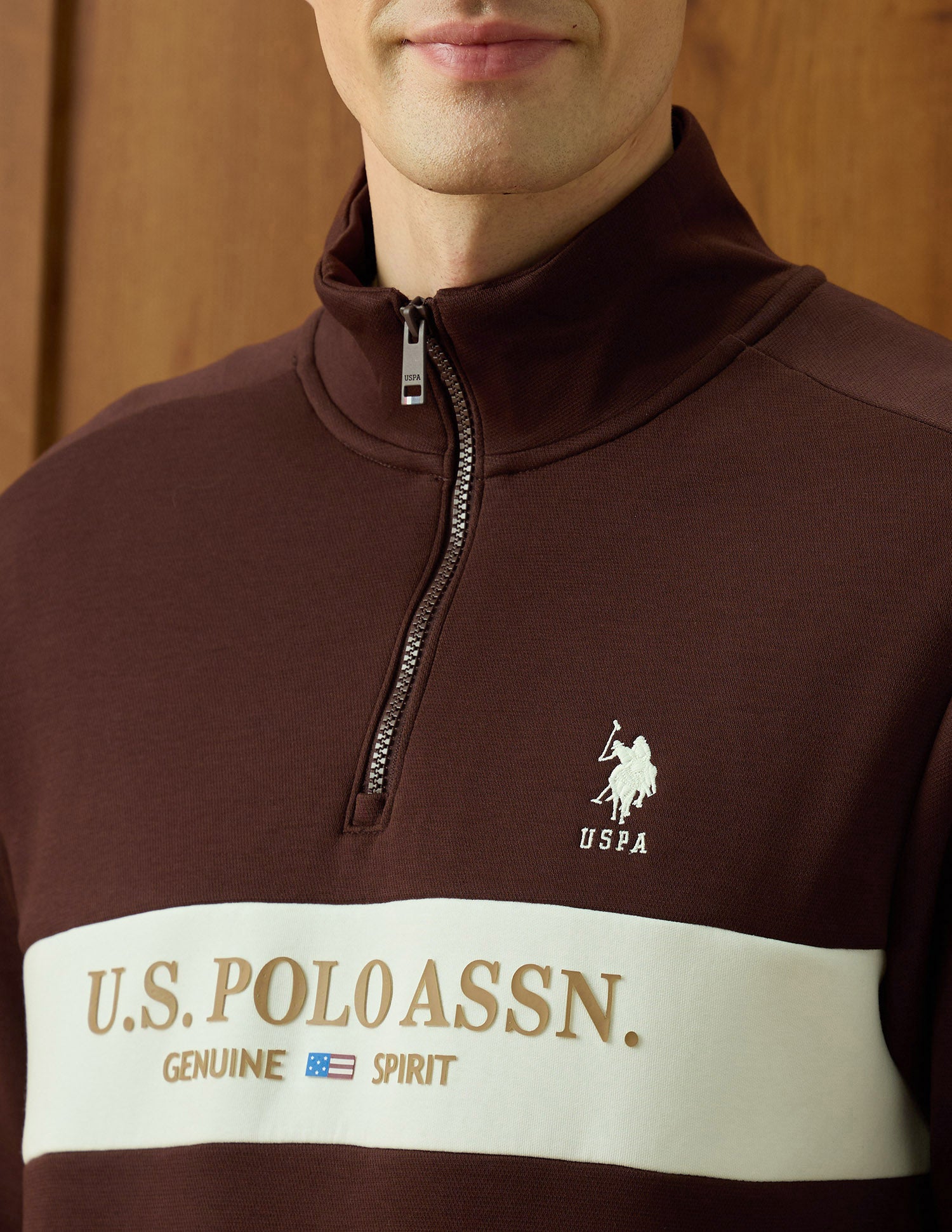Brand Embossed Varsity Theatre Sweatshirt Dark Brown - U.S. POLO ASSN. | Large