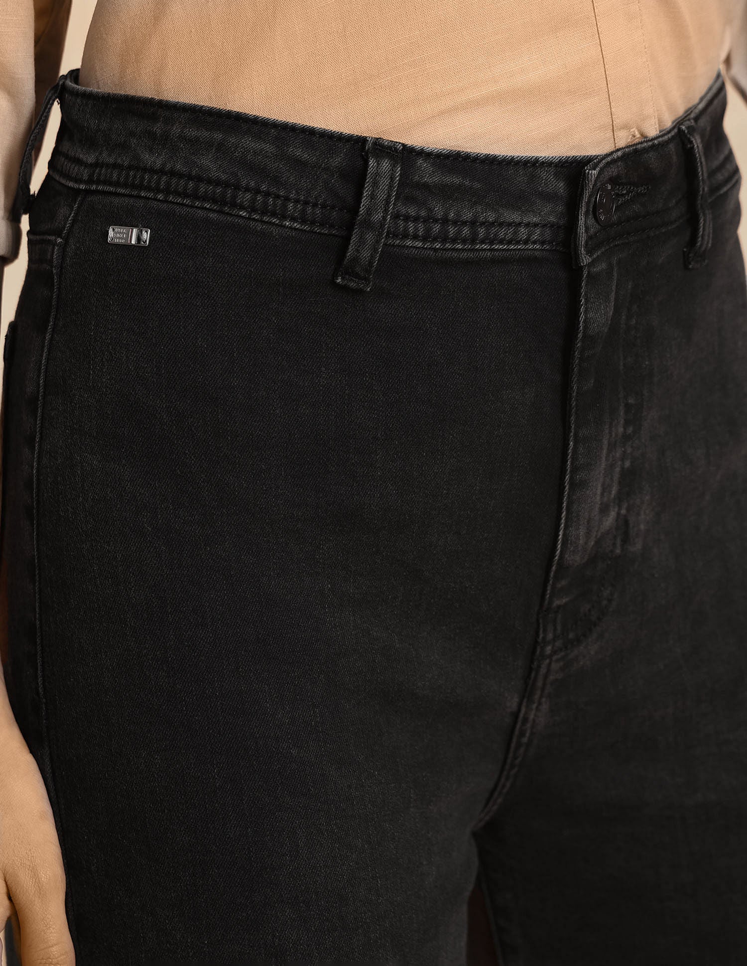 High Rise Wide Leg Jeans Charcoal - U.S. POLO ASSN. | Large