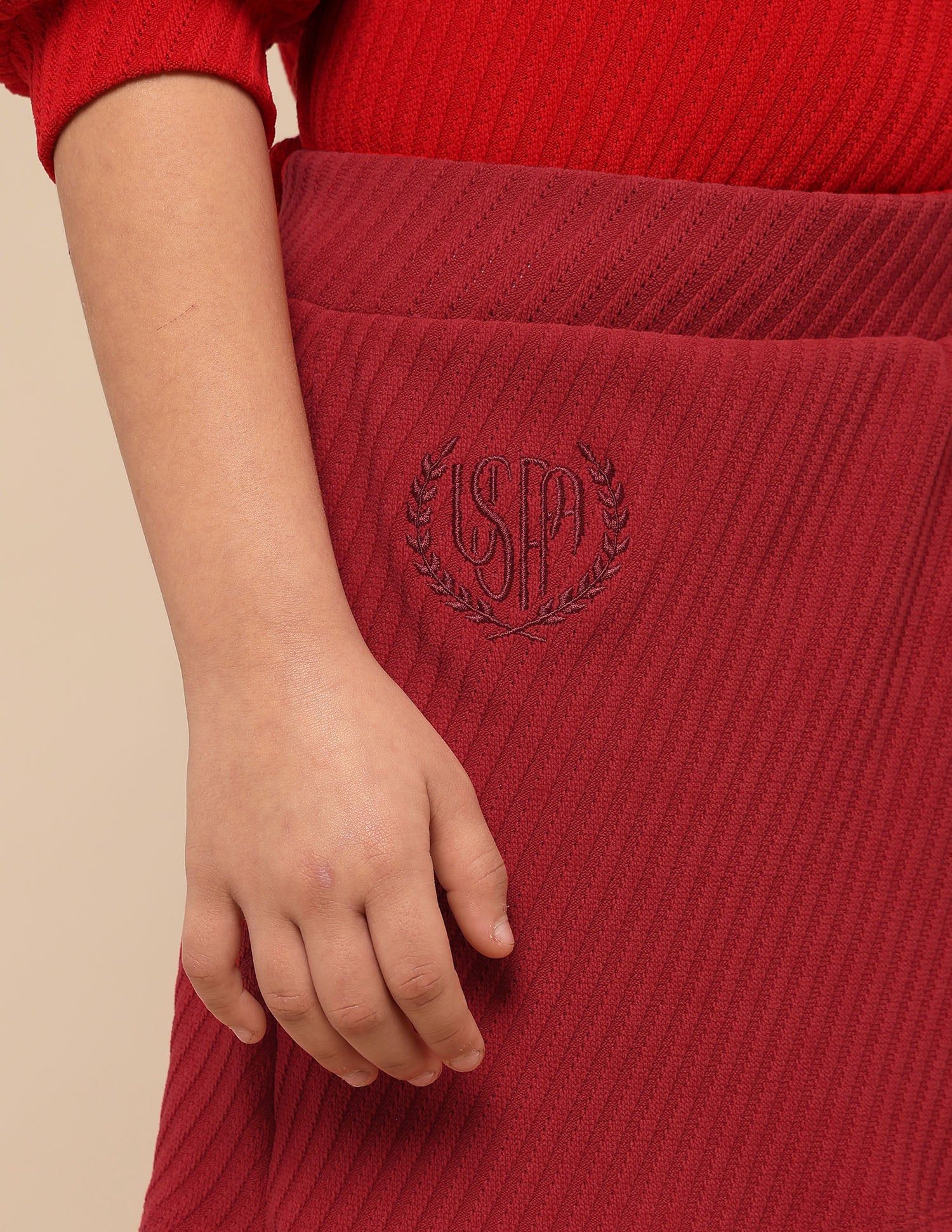 Girls Textured Straight Skirt Red - U.S. POLO ASSN. | Large