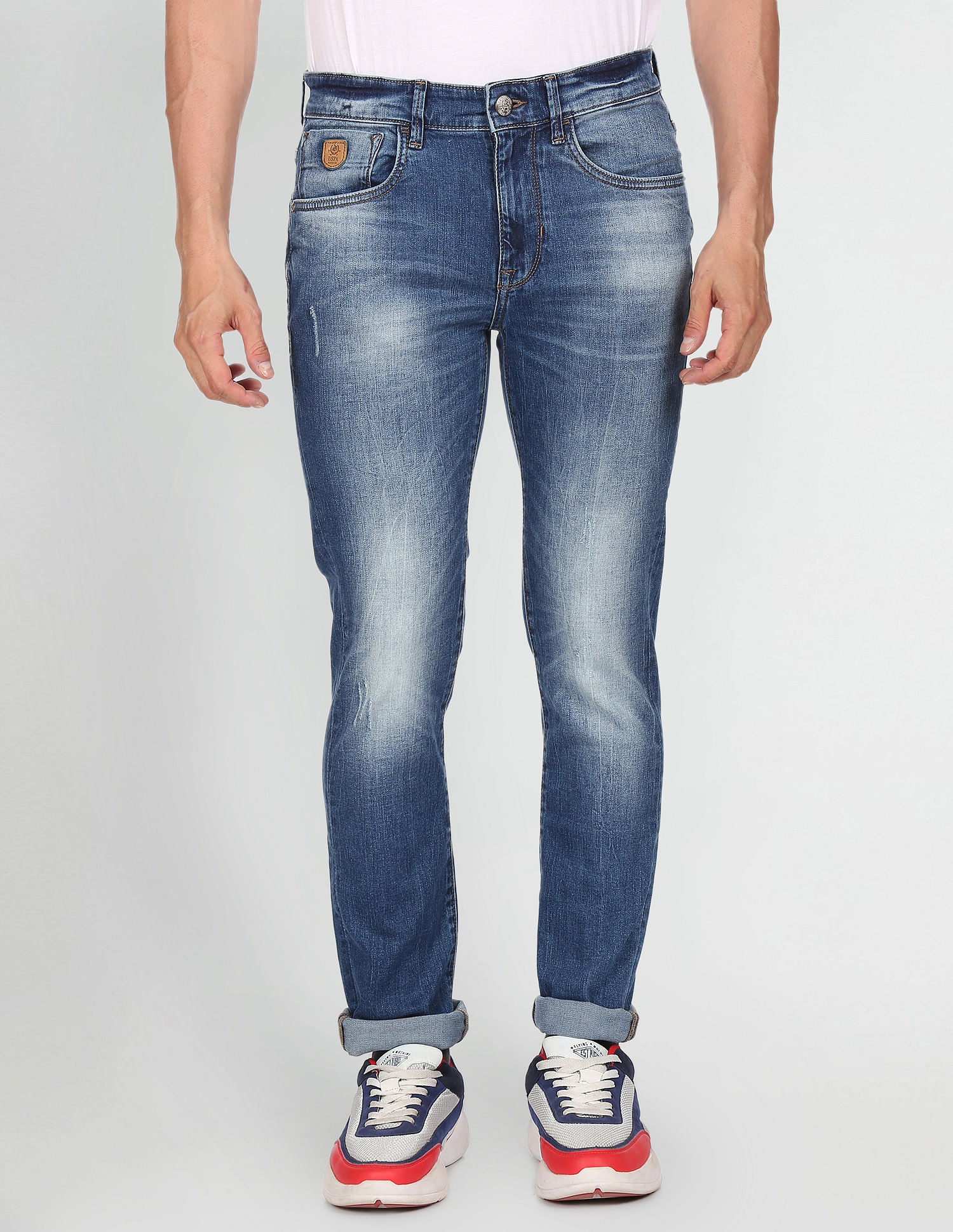 Men Blue Mid Rise Regallo Skinny Fit Jeans Blue - U.S. Polo Assn. India | Large