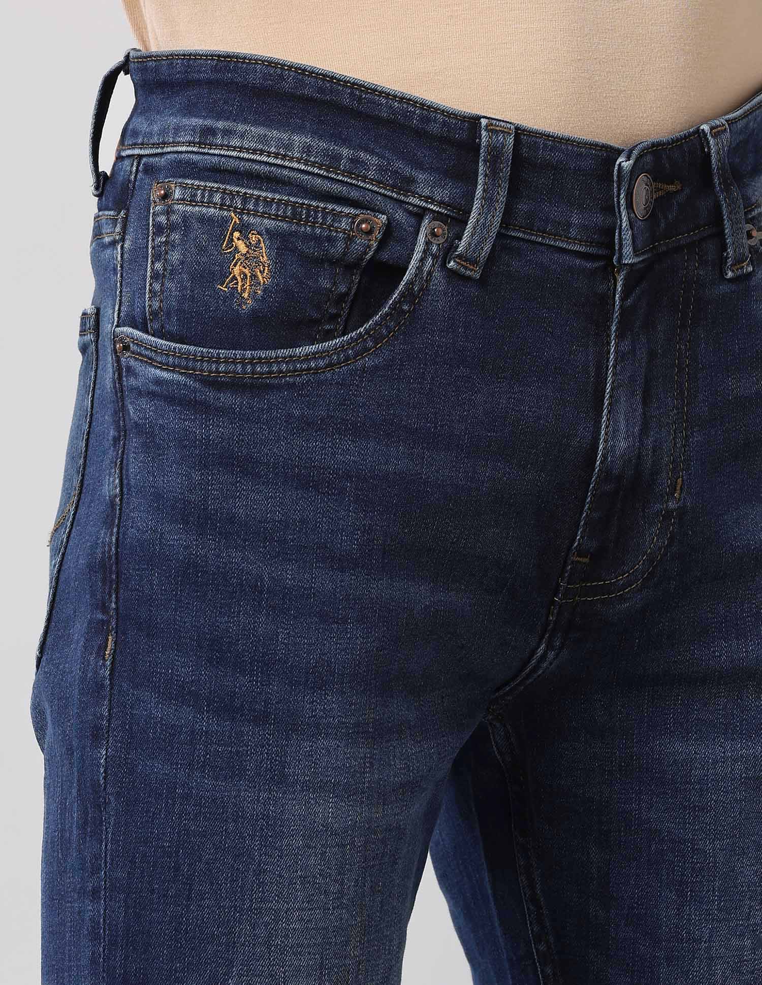 Regallo Skinny Fit Blue Vintage Jeans Rags Wash - U.S. Polo Assn. India | Large