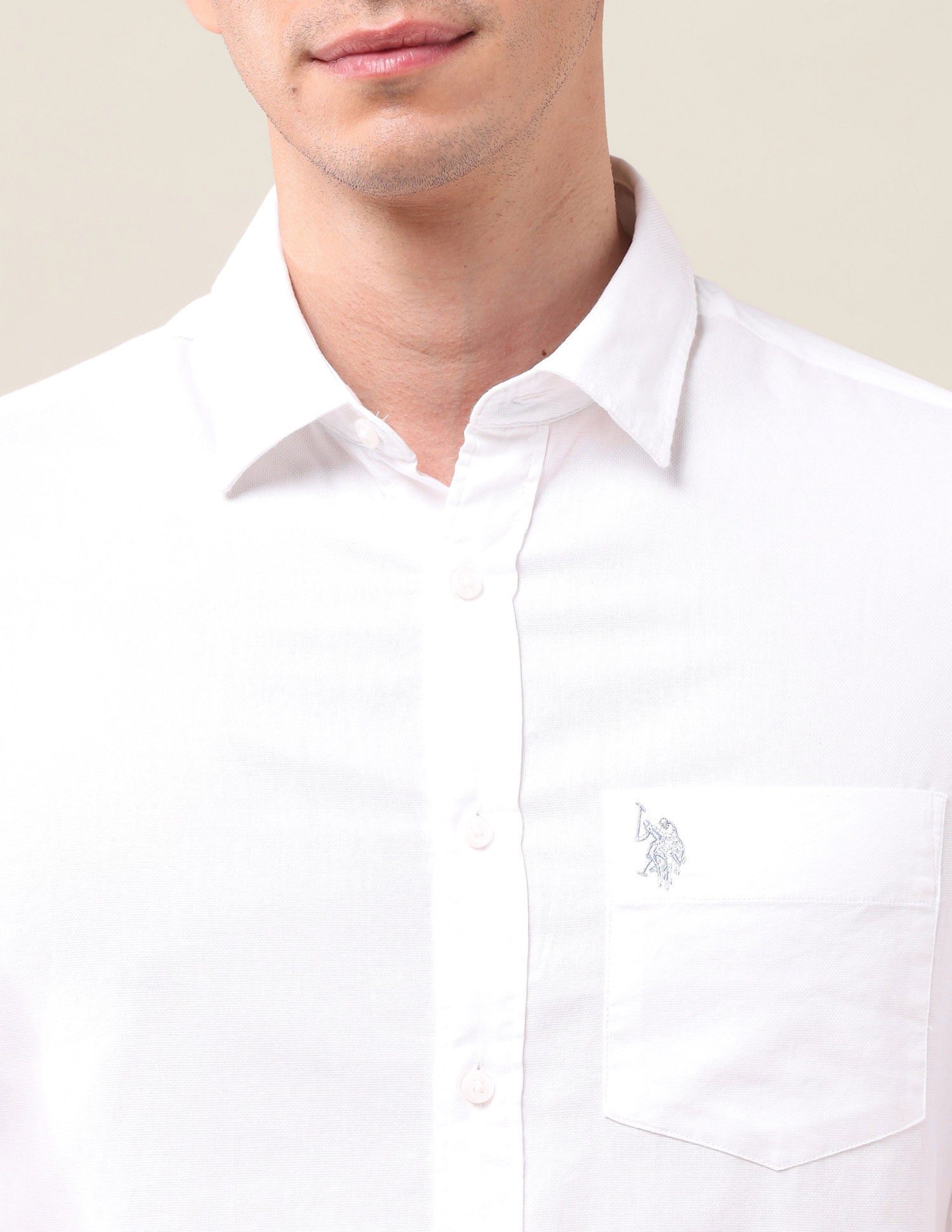Tailored Fit Dobby Shirt White - U.S. Polo Assn. India | Large