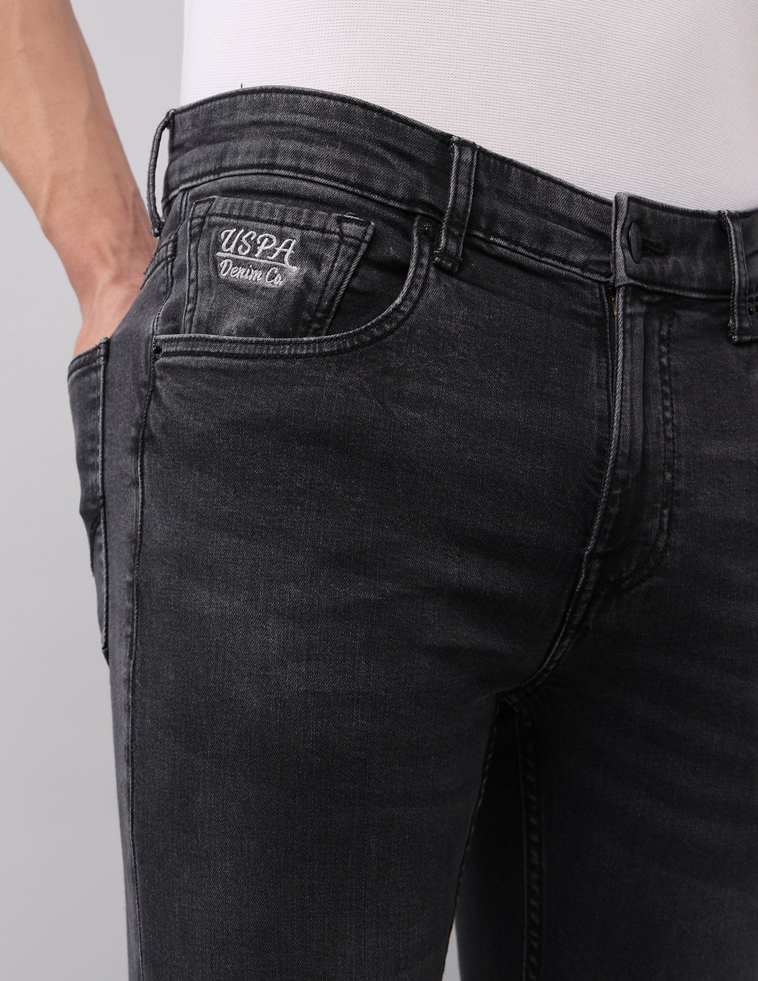 Regallo Skinny Fit Black Jeans Black - U.S. Polo Assn. India | Large