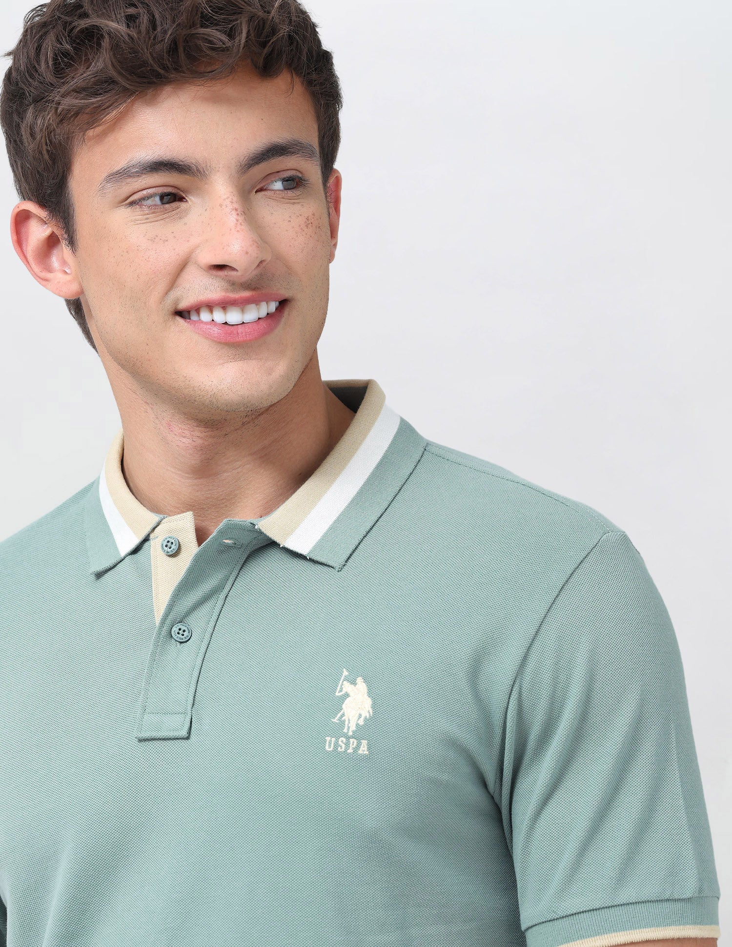 Solid Regular Fit Polo Shirt Light Green - U.S. Polo Assn. India | Large