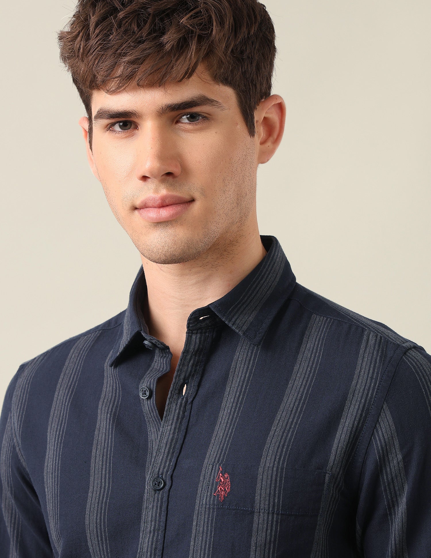 Vertical Striped Twill Shirt Navy - U.S. Polo Assn. India | Large