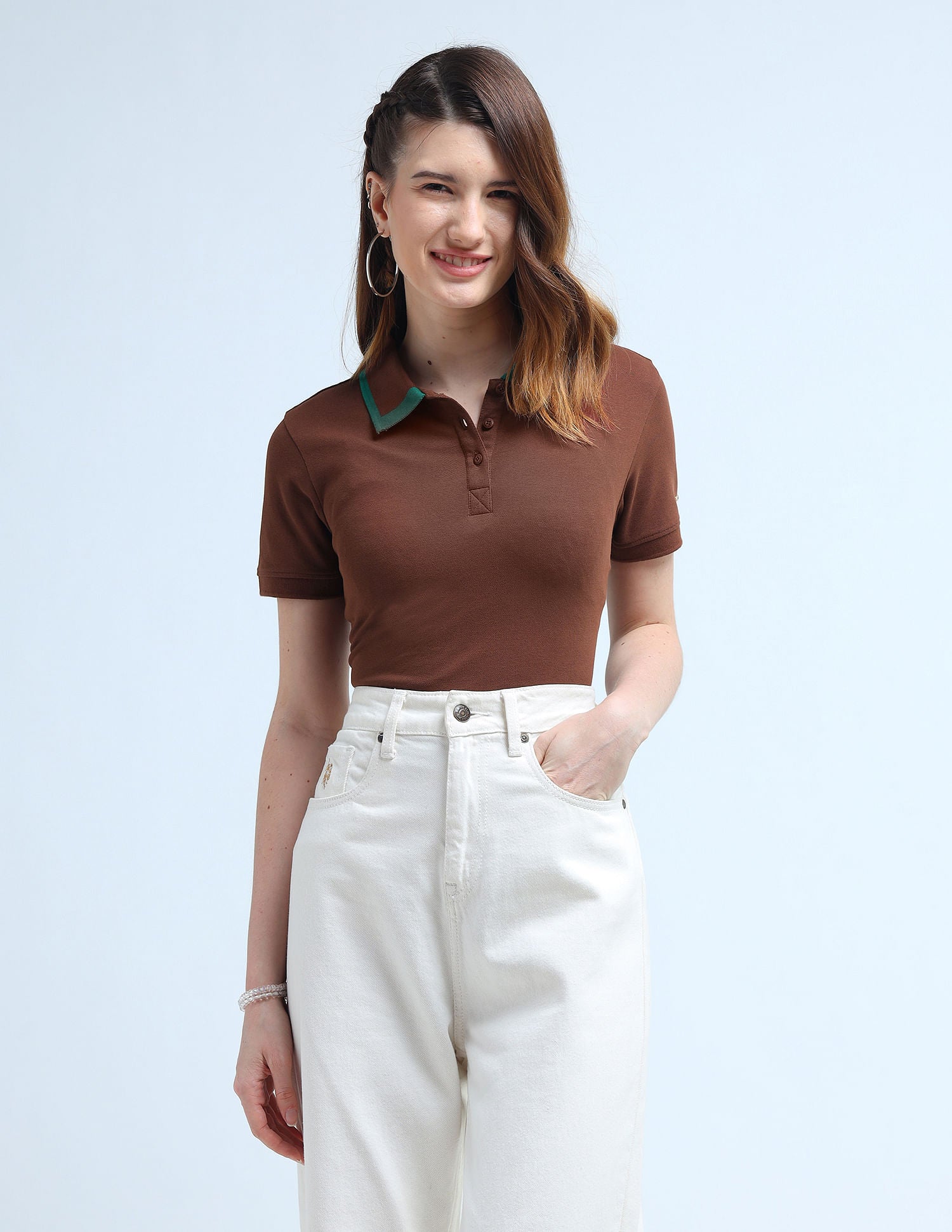 Metal Branding Solid Polo Shirt Brown - U.S. POLO ASSN. | Large