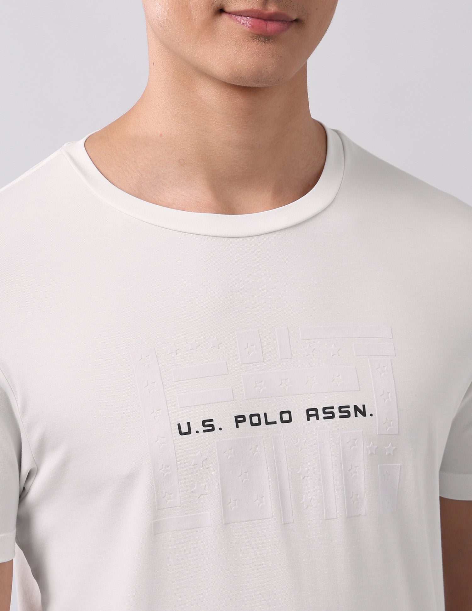 Brand Printed Muscle Fit T-Shirt Ivory - U.S. Polo Assn. India | Large
