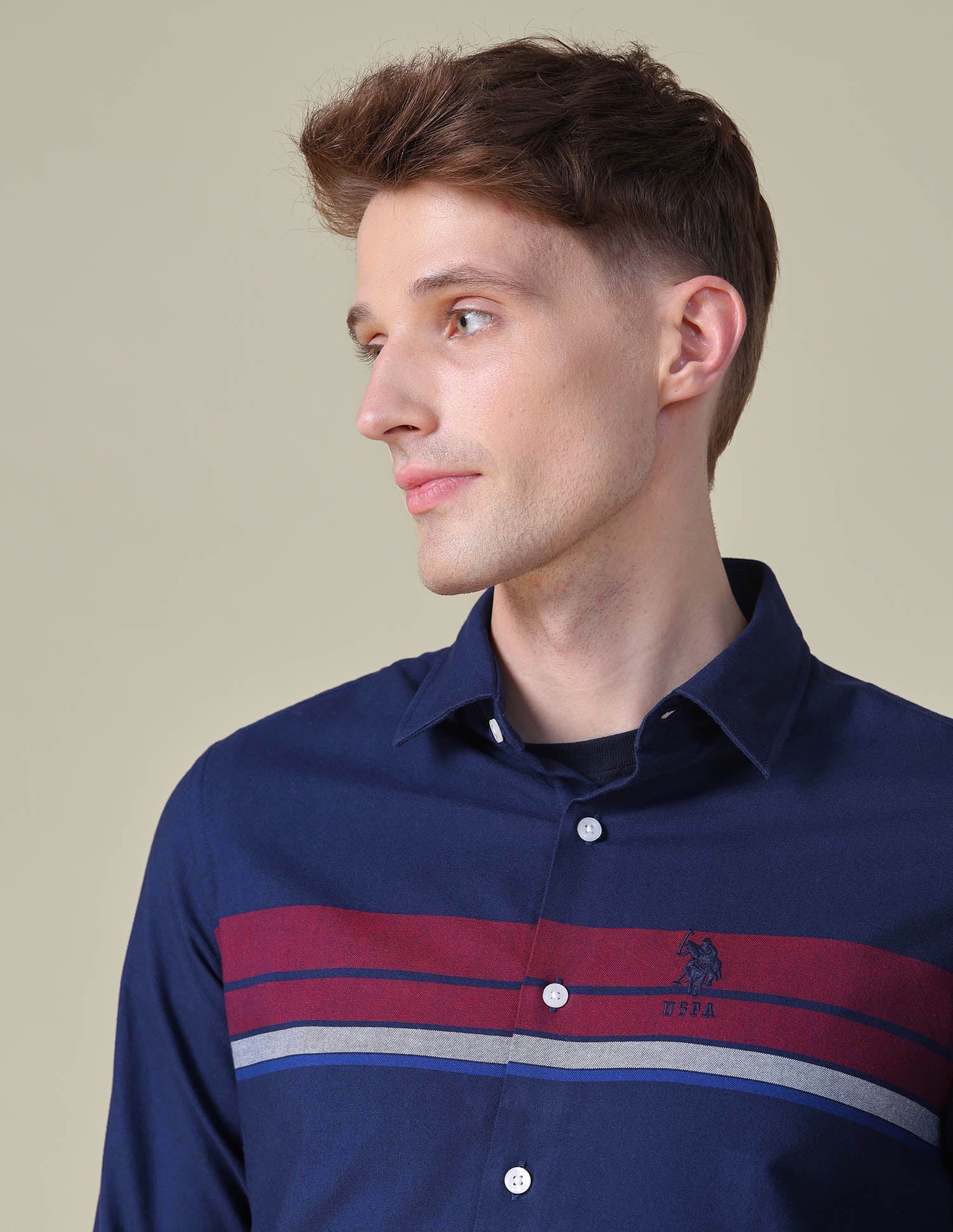 Horizontal Striped Tailored Fit Shirt Navy - U.S. POLO ASSN. | Large