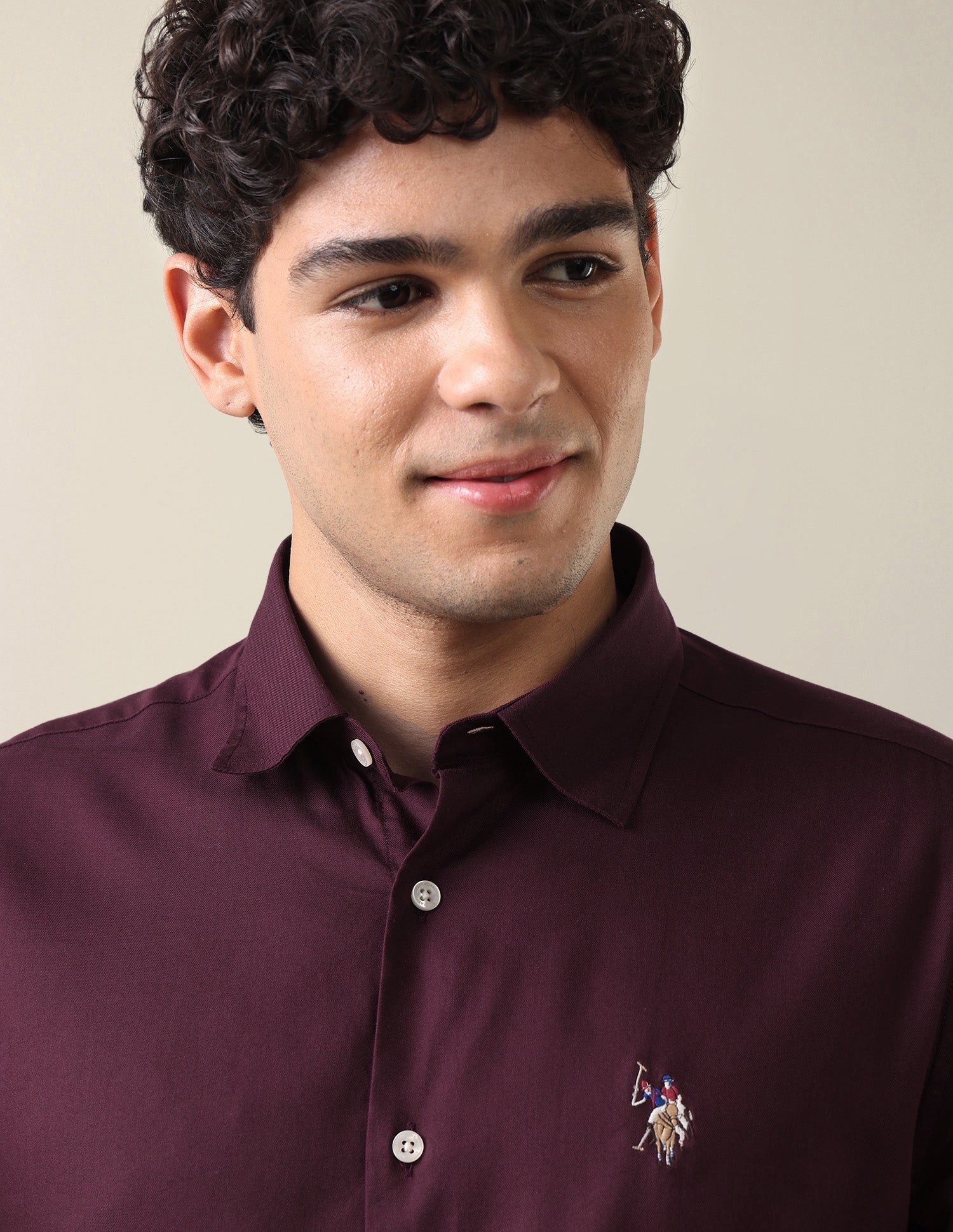 Twill Regular Fit Shirt Maroon - U.S. Polo Assn. India | Large
