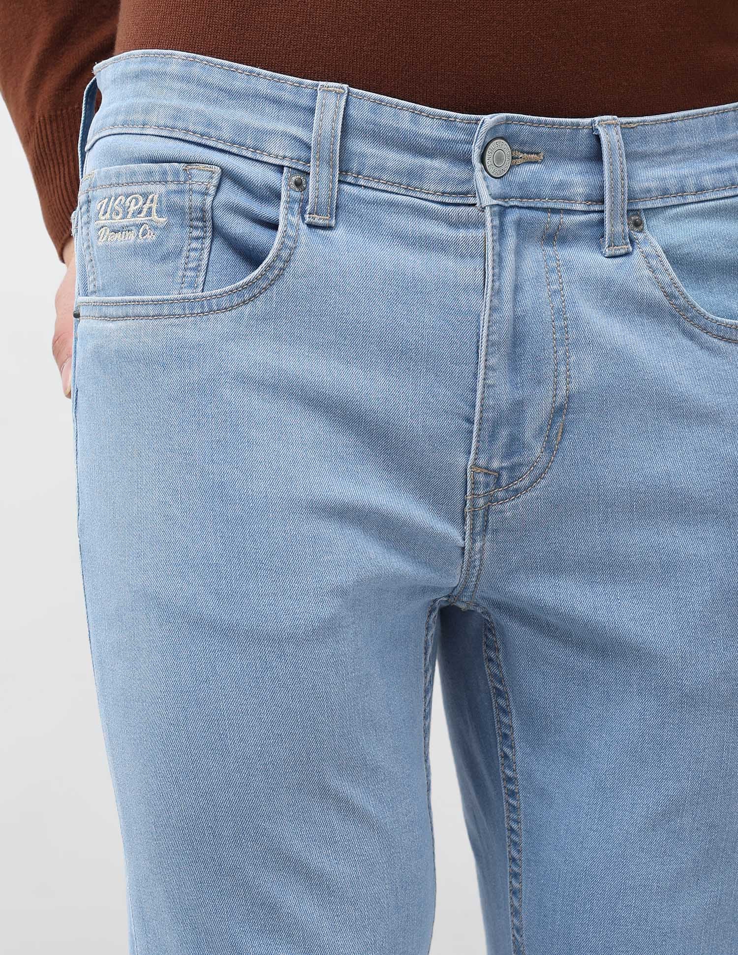 Brandon Slim Tapered Fit Blue Jeans Light Indigo - U.S. POLO ASSN. | Large