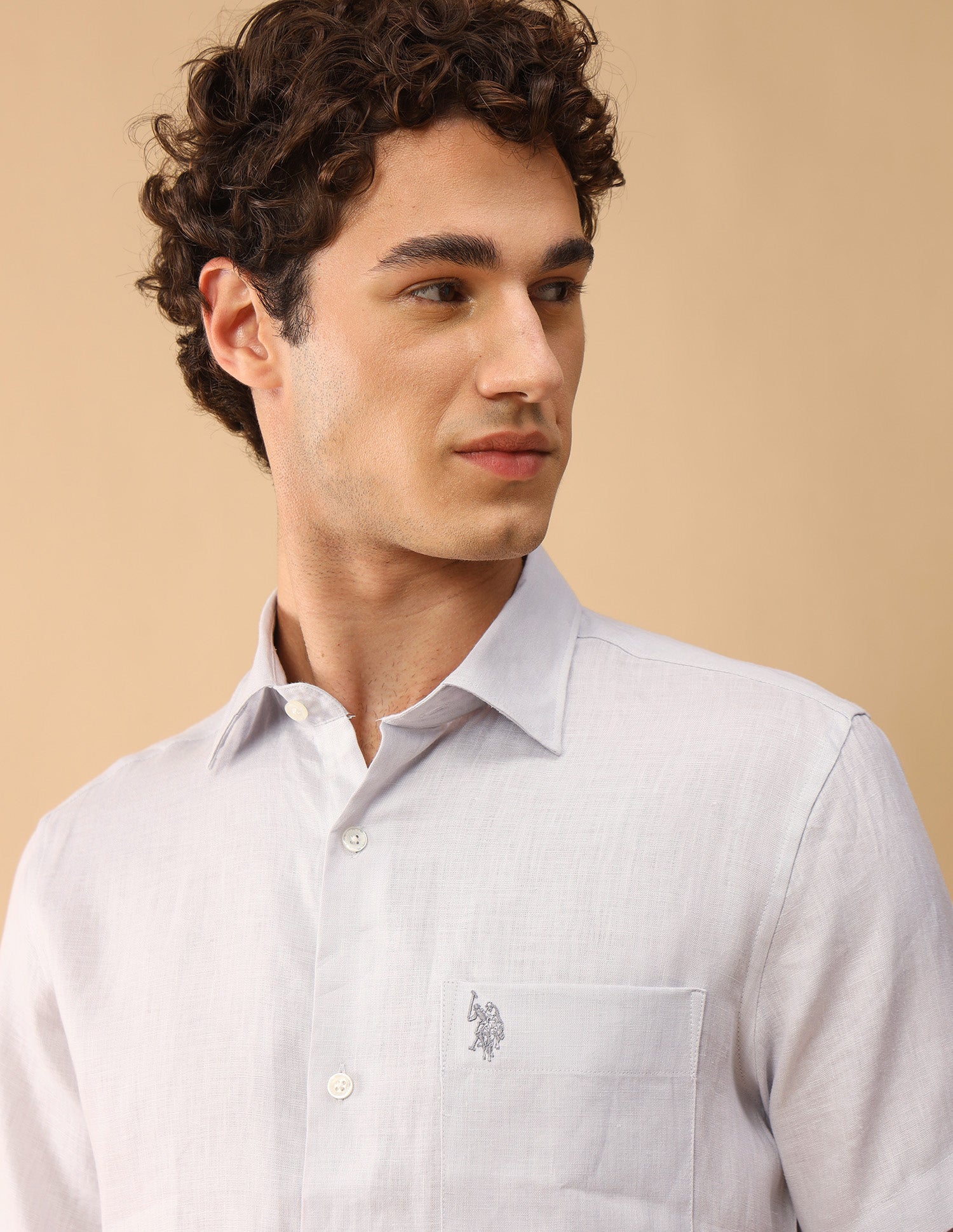 Pacho X Solid Regular Fit Shirt Light Grey - U.S. Polo Assn. India | Large
