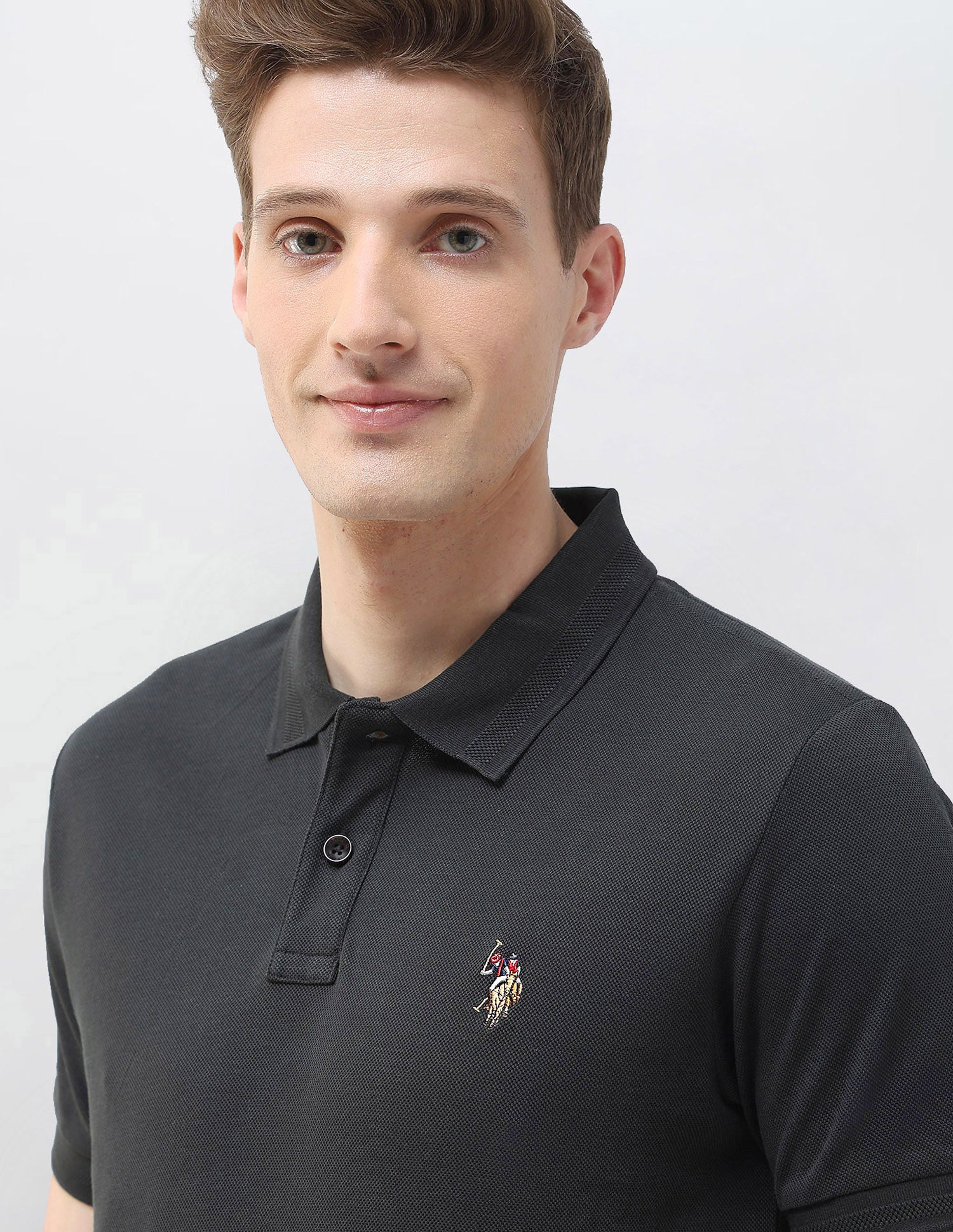 Motel On The Coast Muscle Fit Polo Shirt Dark Grey - U.S. Polo Assn. India | Large