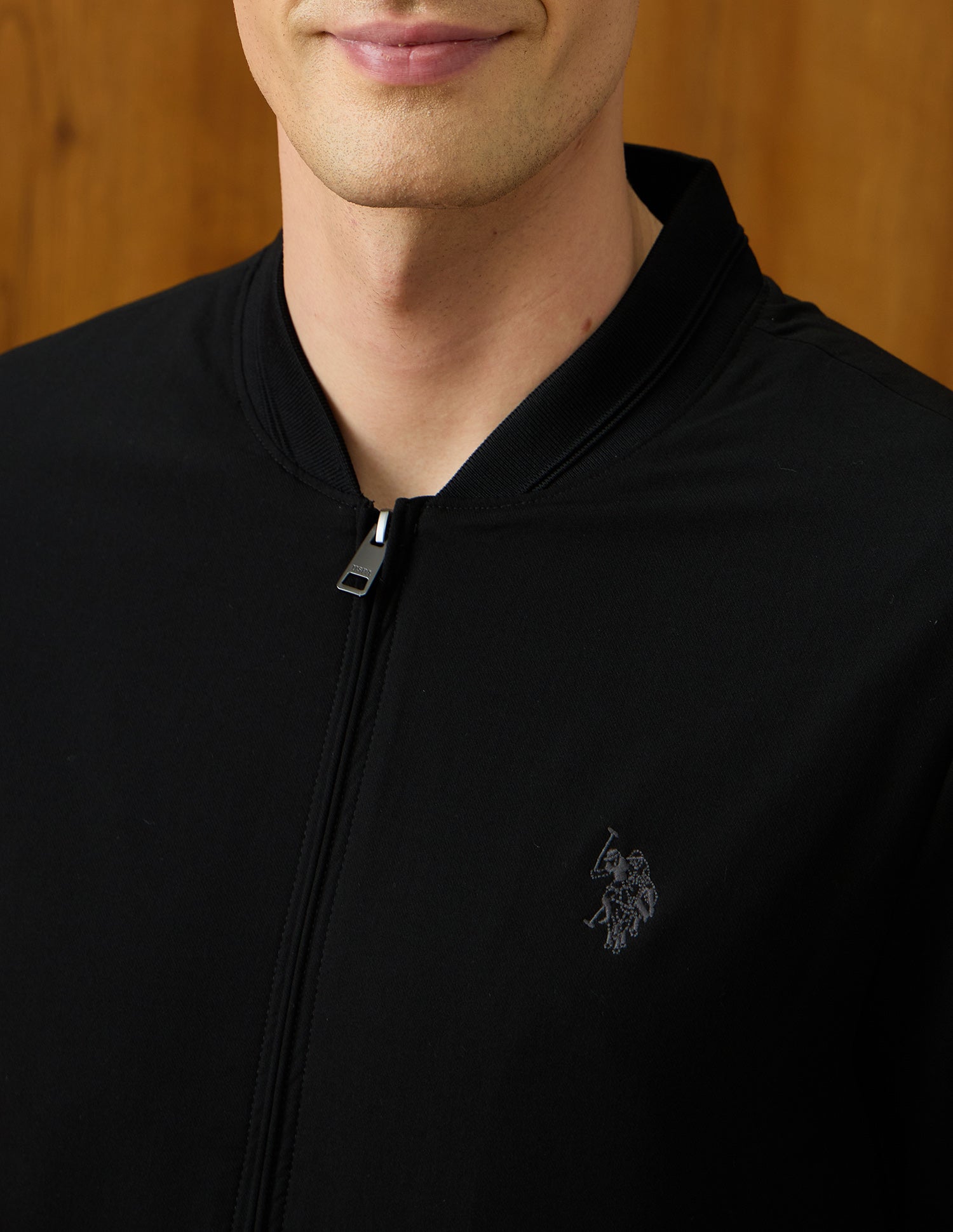 Solid Equestrian Aisle Theater Bomber Jacket Black - U.S. Polo Assn. India | Large